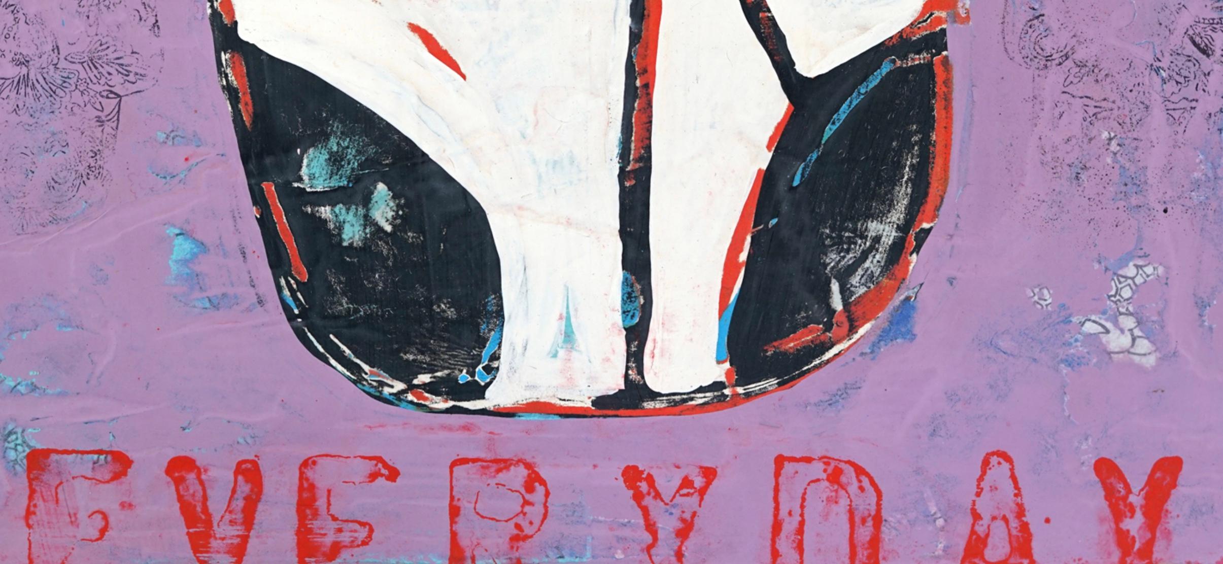 Fruto del vientre materno - Abstract Painting Púrpura de John Randall Nelson