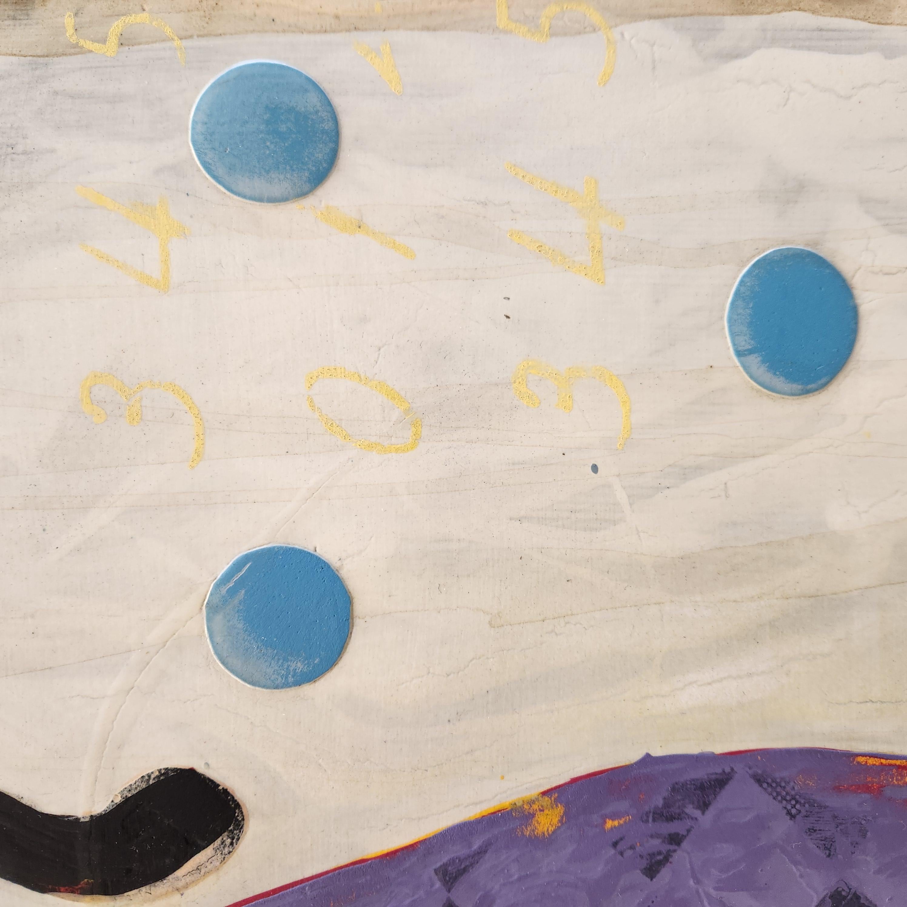John Randall Nelson’s paintings are layered with his own personal language consisting of patterns, symbols, and archetypes that may not make any literal sense but play on subconscious associations. His paintings are thick with paint, poured pigment,