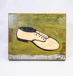 Shoe #19, Beige Retro Shoe Painting by John Randall Nelson