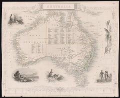 Australie, carte ancienne de Tallis, 1851