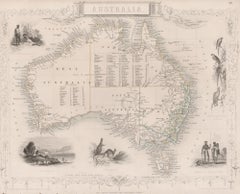 Australia, Tallis antique map, 1851
