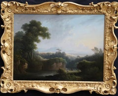 Figures Resting in a Landscape - British 18th century Old Master oil painting