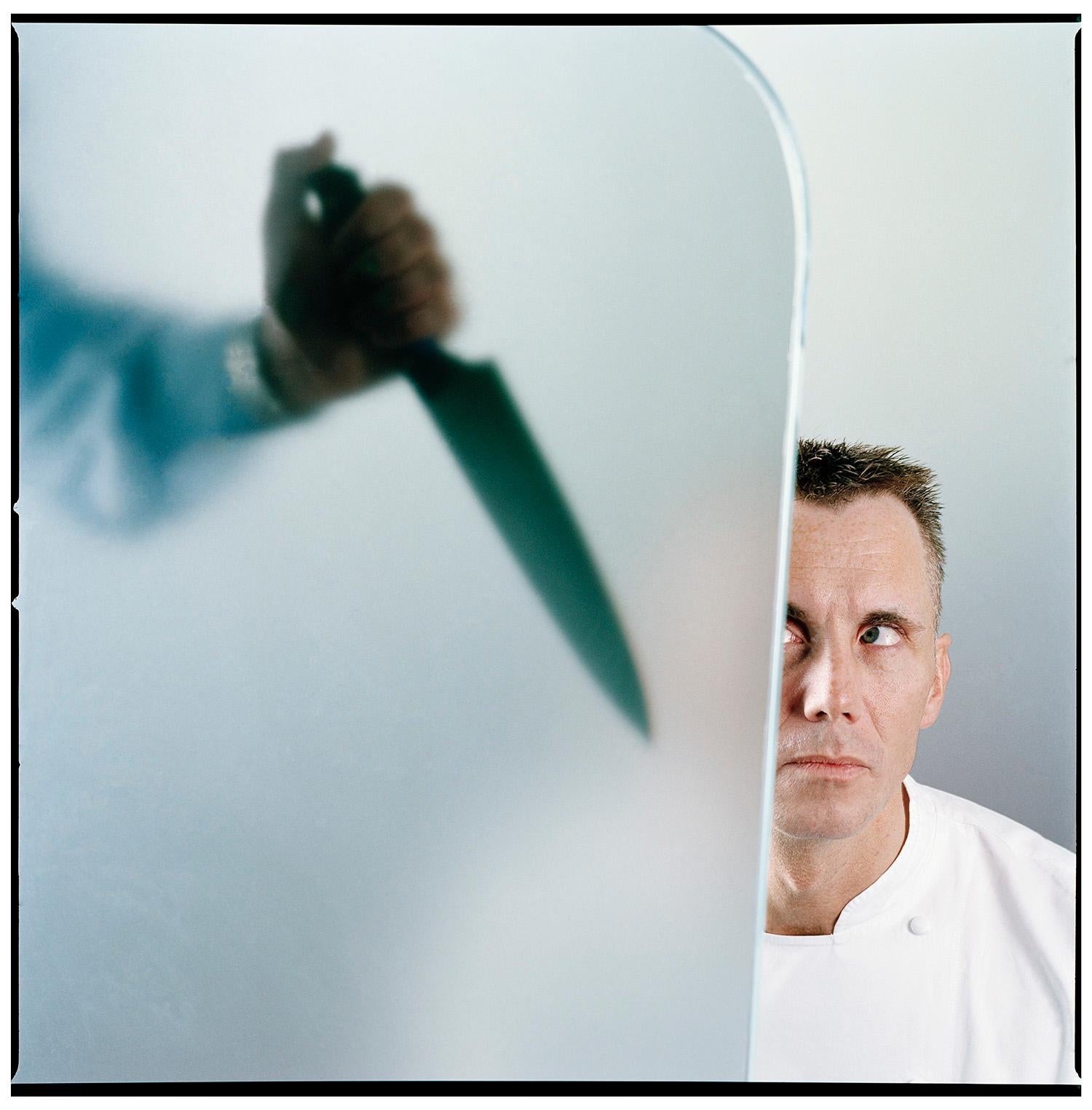 Chef Portrait: Gary Rhodes / Large Photographic Colour Print/ Chef and Knife