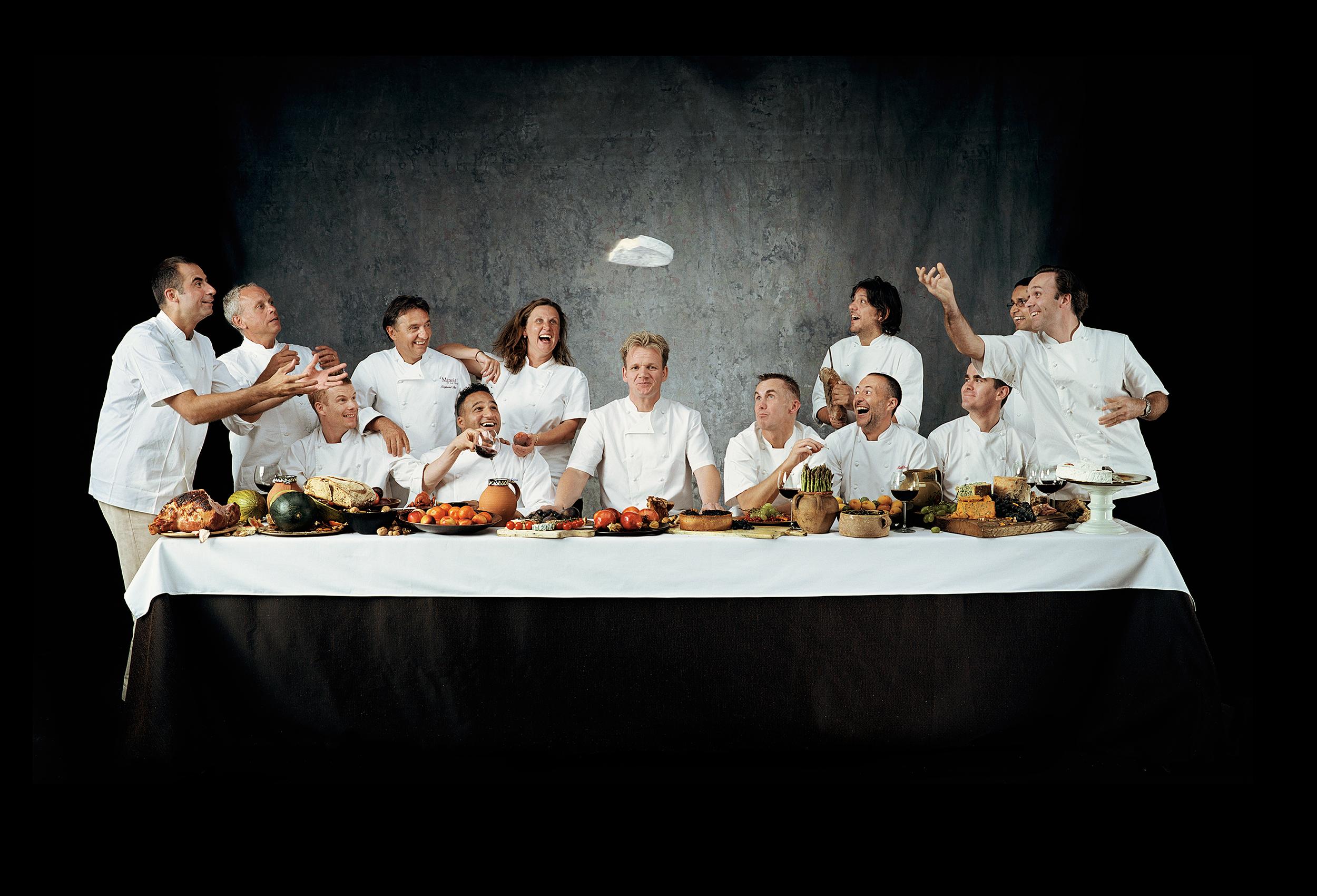 La última cena de los chefs - Retrato de 13 chefs con estrellas Michelin - Impresión enmarcada