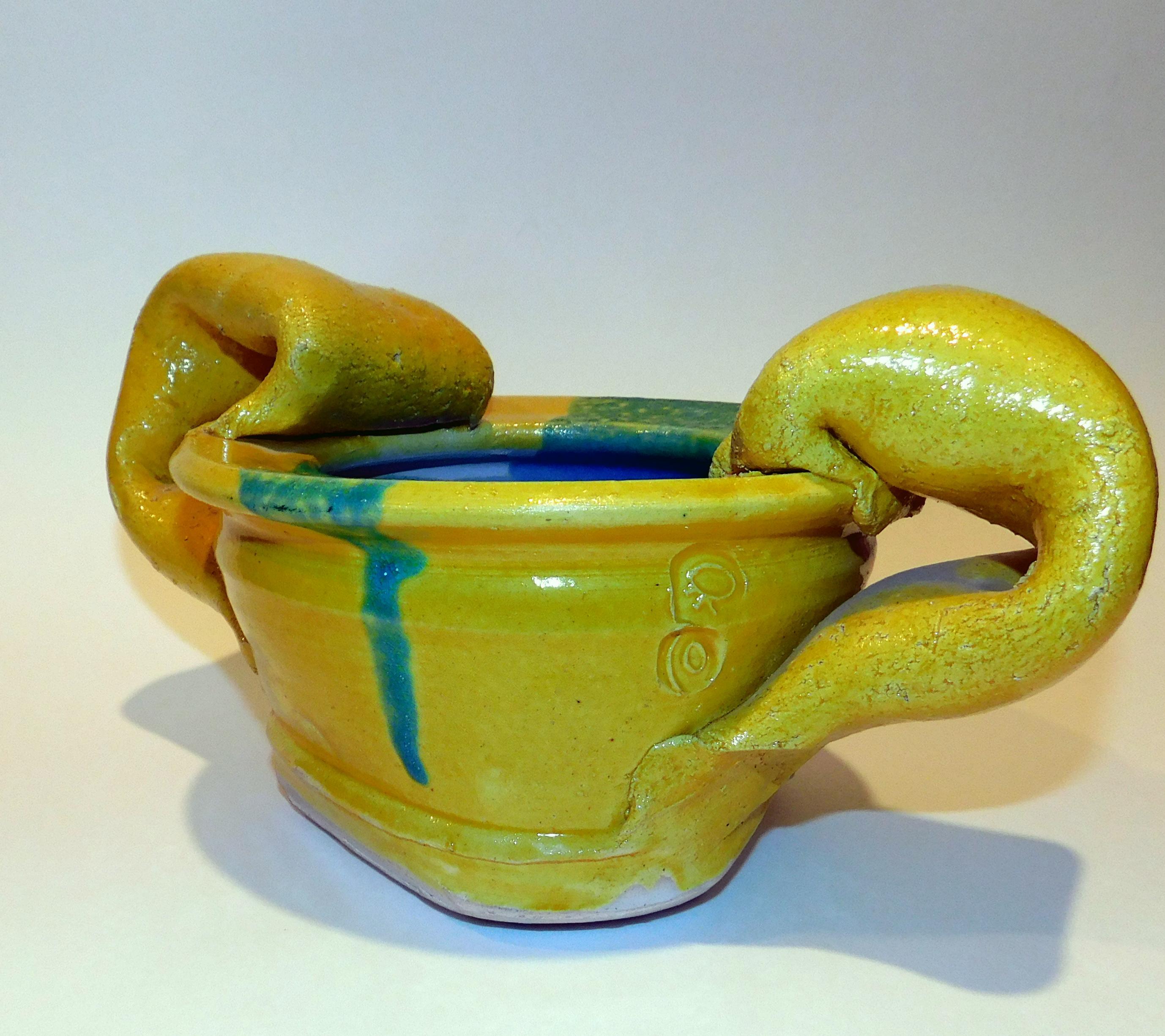 John Reeve Studio Potter Conceptual Yellow Pot In Excellent Condition In Phoenix, AZ