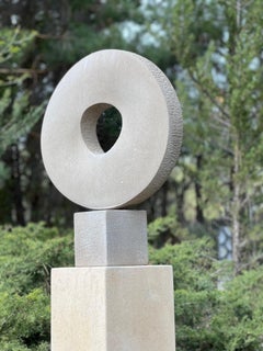Portal, limestone sculpture, abstract, circle, John Reeves, abstract, 