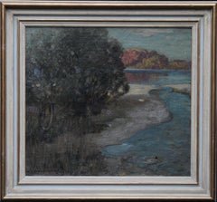 Loch Lomond - Peinture à l'huile d'art impressionniste écossais représentant des garçons de Glasgow 