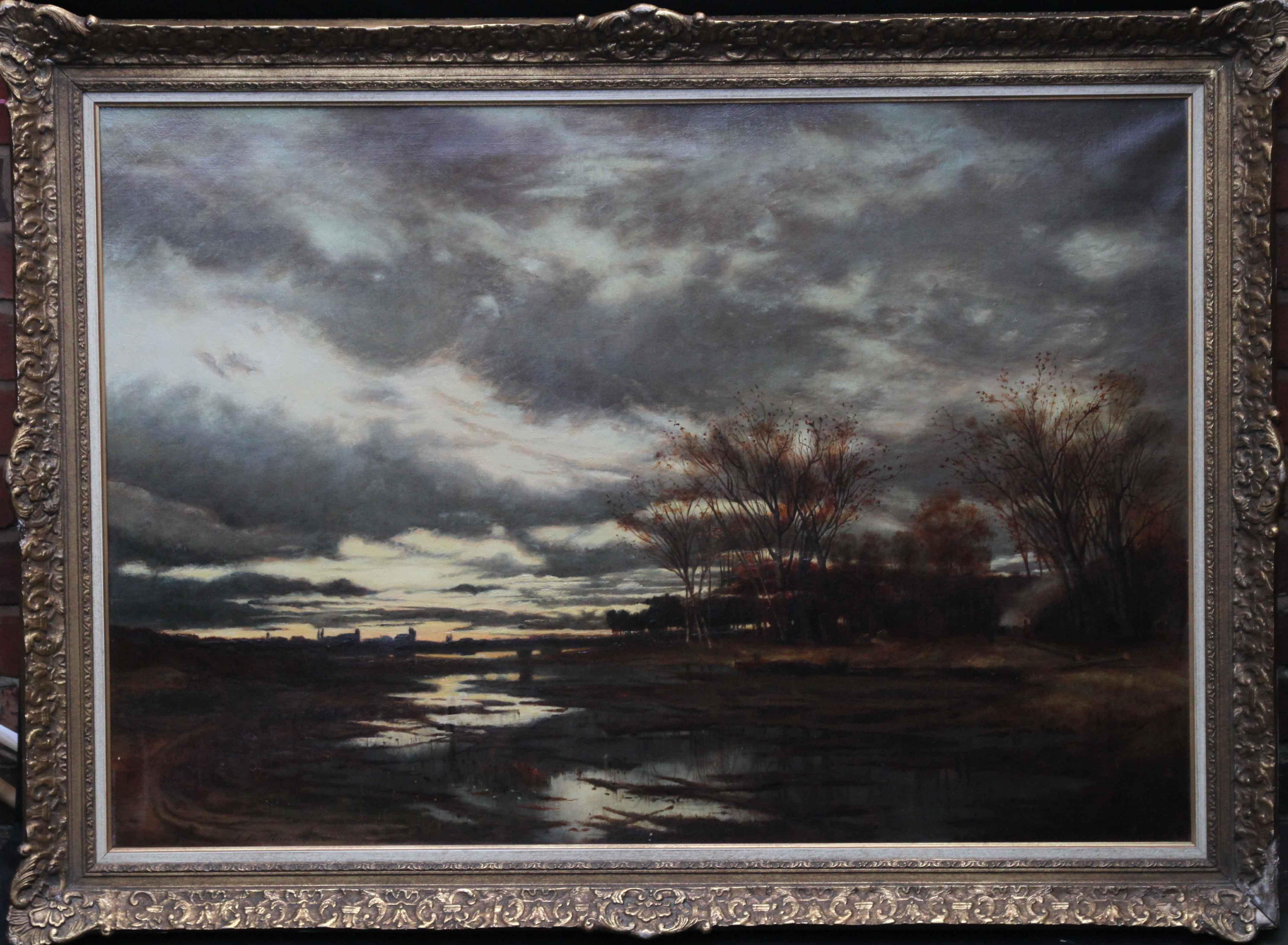 John Reid Murray Landscape Painting – Sonnenuntergang nach Regen – schottisches Landschaftsgemälde, Glasgower Junge, 19. Jahrhundert