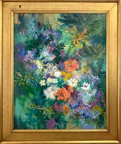 "Pretty Pickins" Post-Impressionist Colorful Floral Oil Painting on Board Framed
