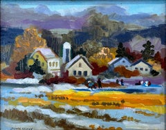 "Winter Along the Creek" Post-Impressionist Countryside Scene Oil Painting Frame