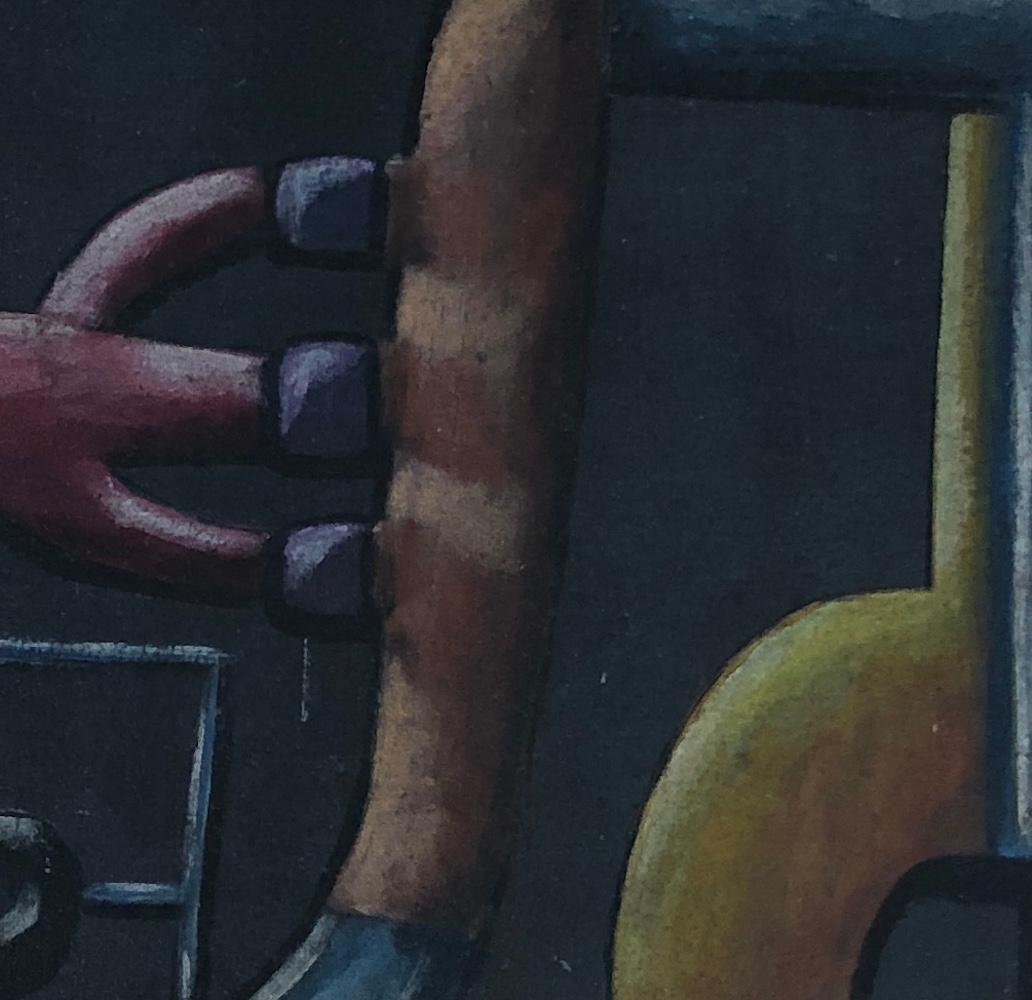 Composition to machines and tools - Black Abstract Painting by John Reitz