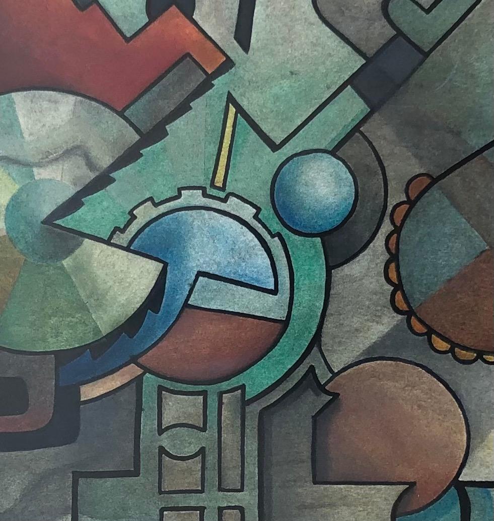 Composition géométrique - Gris Abstract Painting par John Reitz