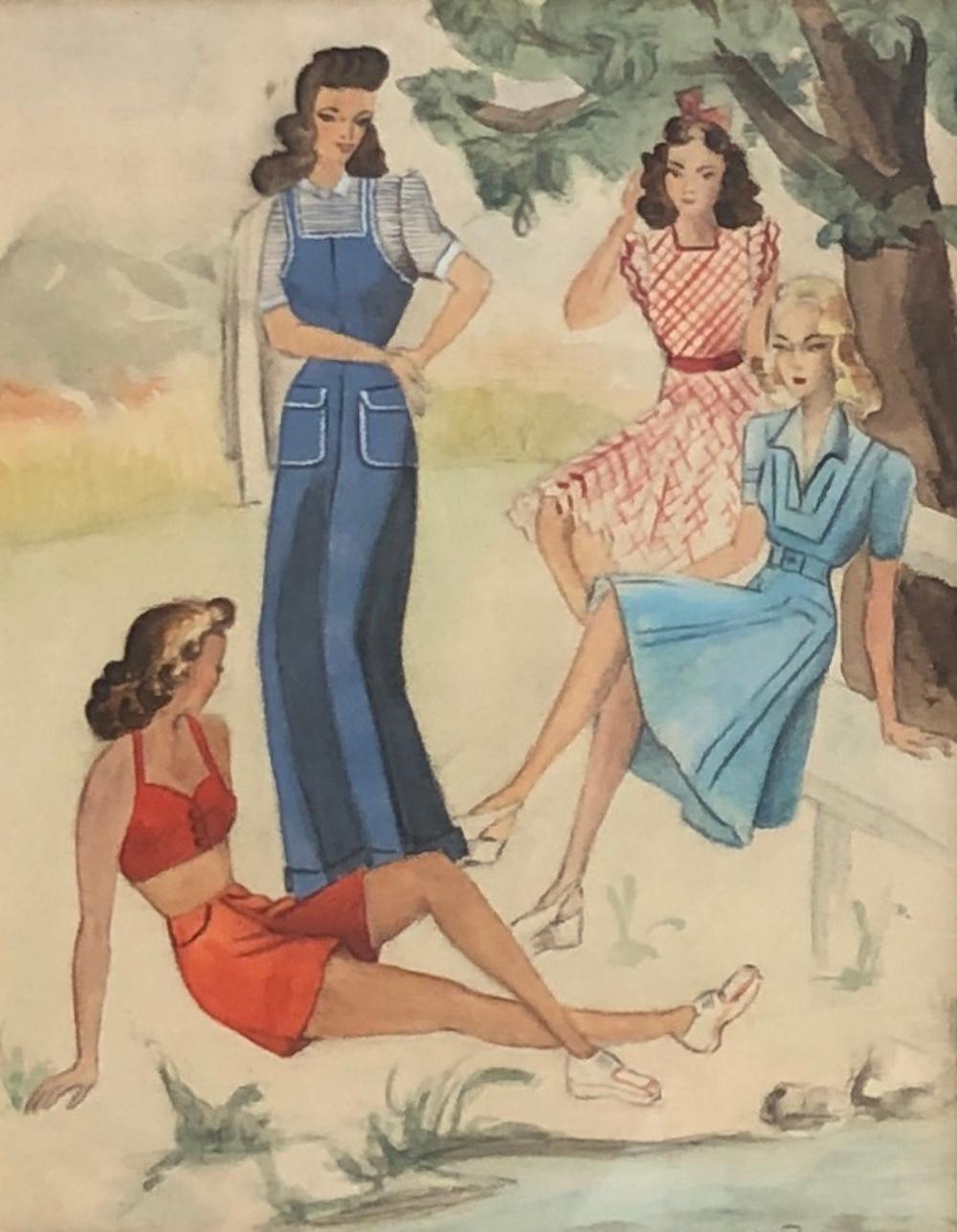 Figurative Painting di John Reitz - Signore in conversazione