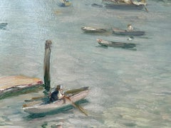 "Porto di Marblehead, giorno grigio" John Rettig, 1919 Opera di paesaggio marino