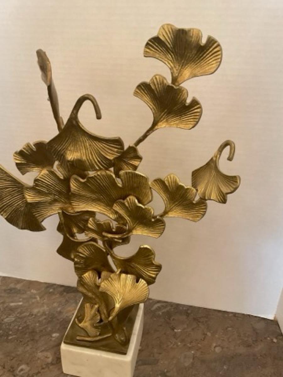 Mid-Century moderno John Richard Scultura di foglie di ginkgo in ottone in vendita