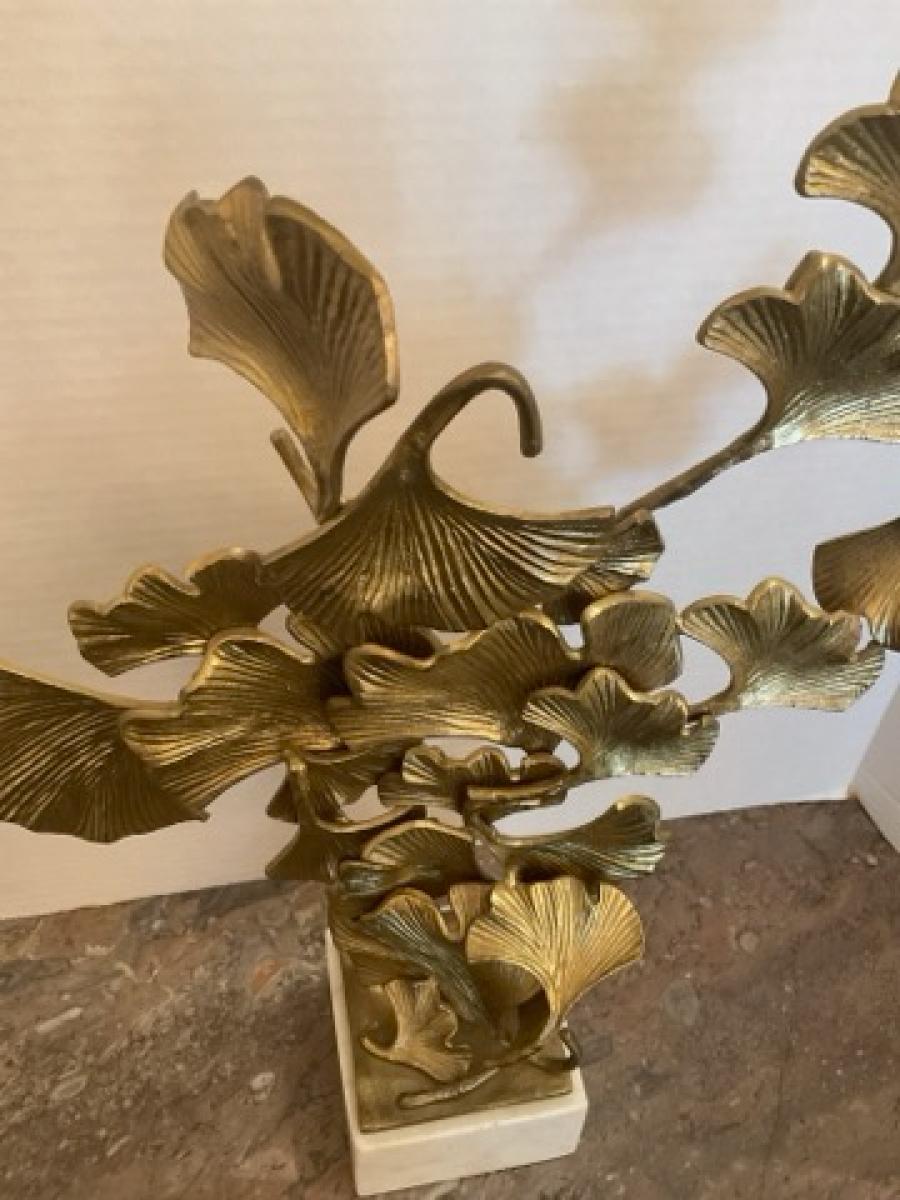 Calco John Richard Scultura di foglie di ginkgo in ottone in vendita