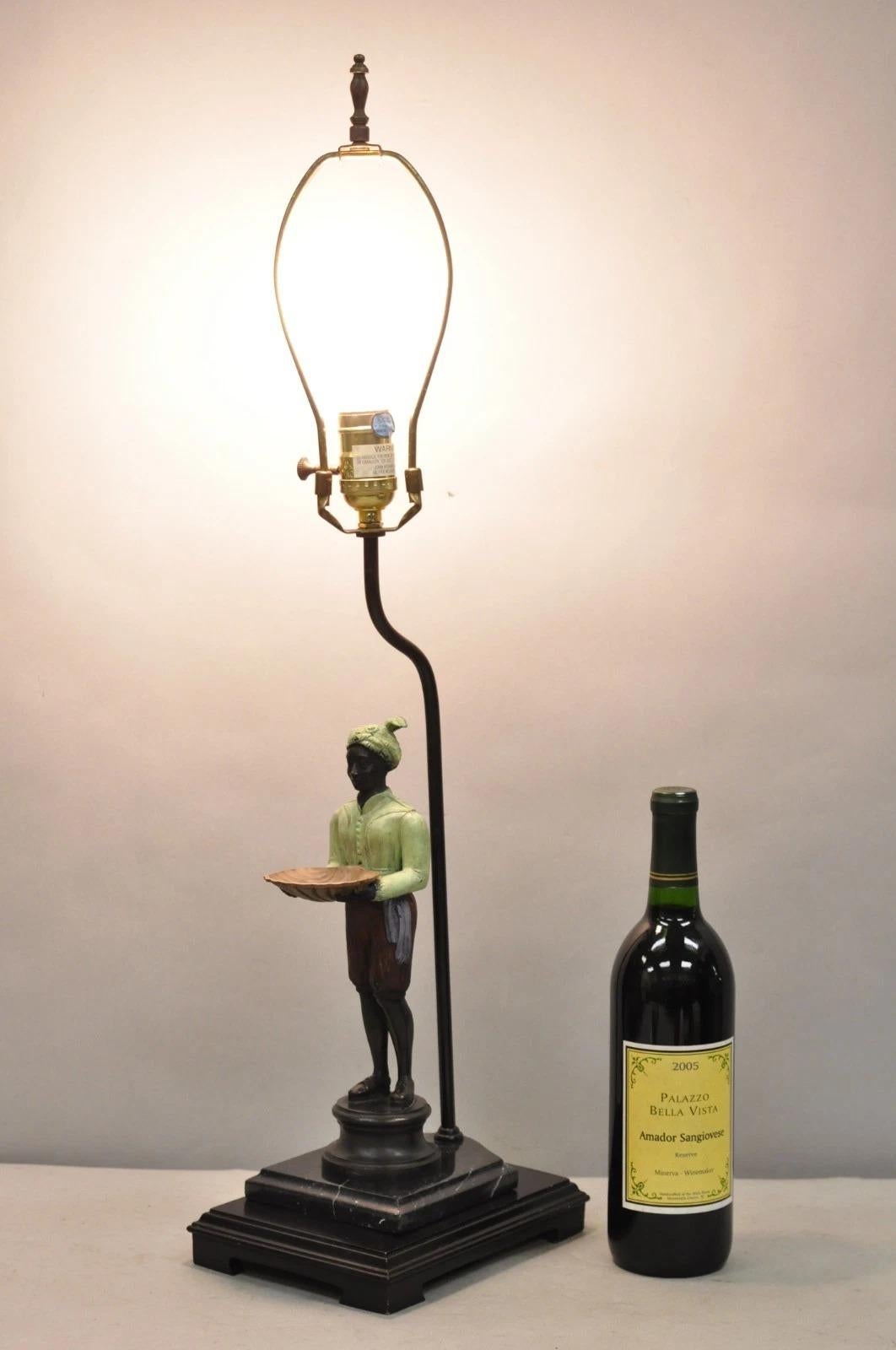 Contemporary Designer John Richard Egyptian Moorish Figural Butler Servant Table Lamp. Circa Late 20th Century. Measurements: 28.5