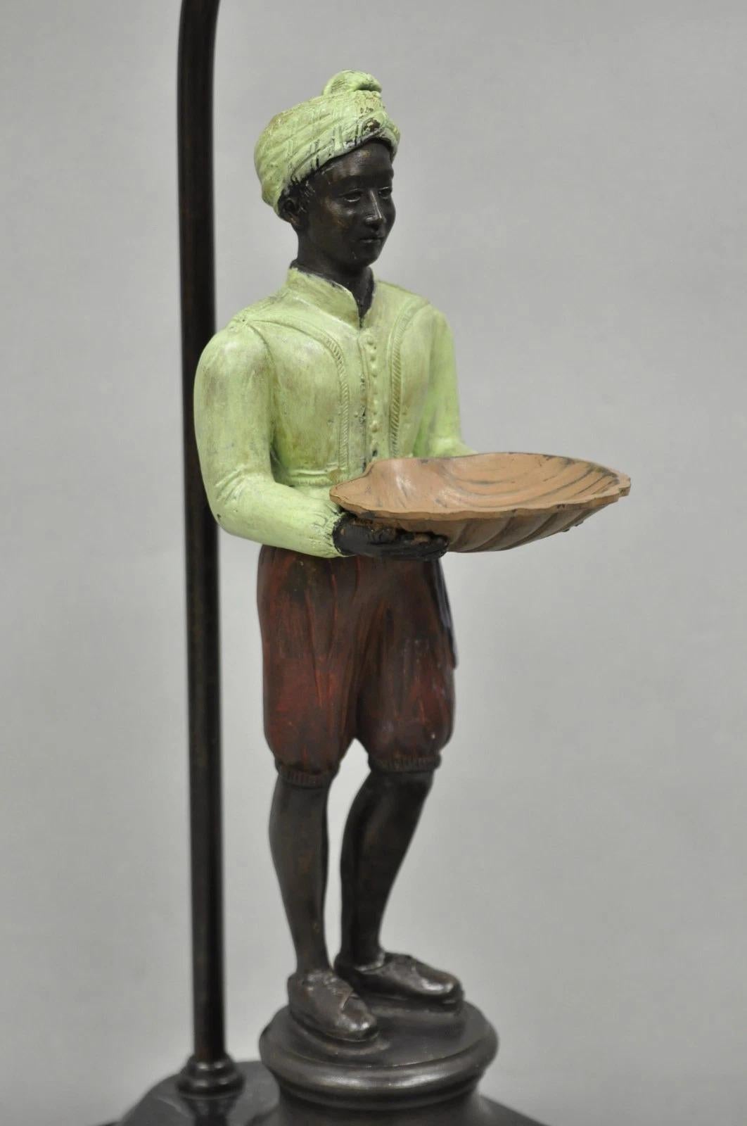 20th Century John Richard Egyptian Moorish Figural Butler Servant Table Lamp For Sale