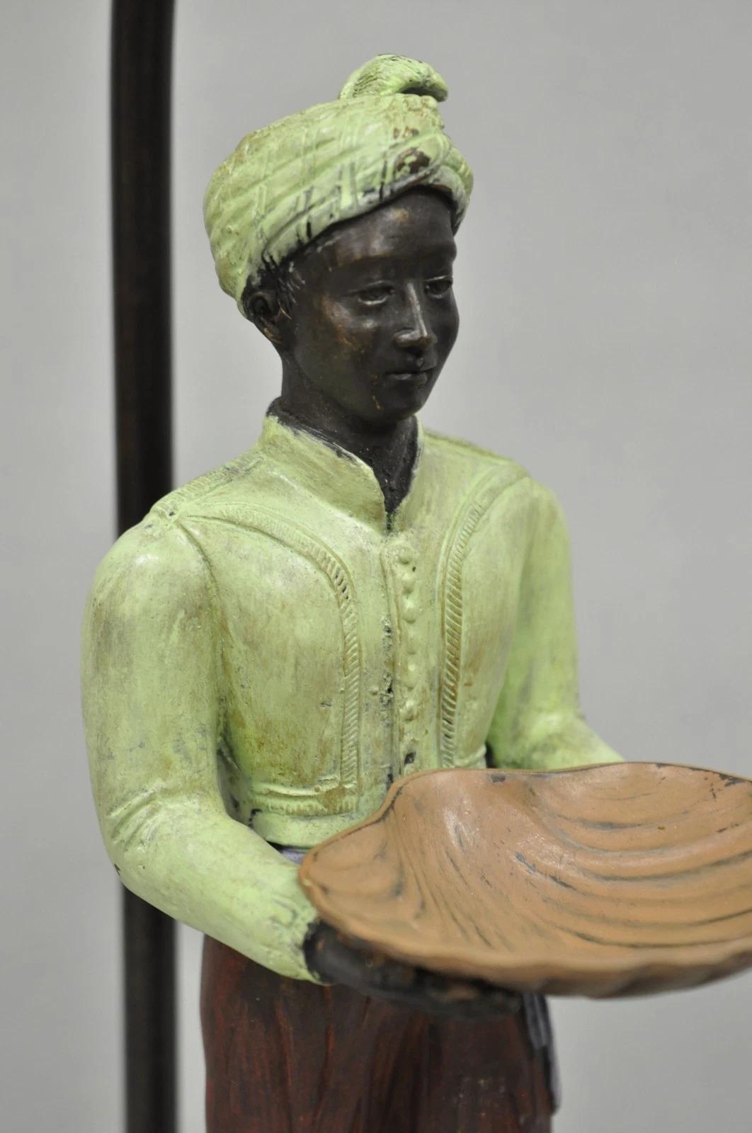 Resin John Richard Egyptian Moorish Figural Butler Servant Table Lamp For Sale
