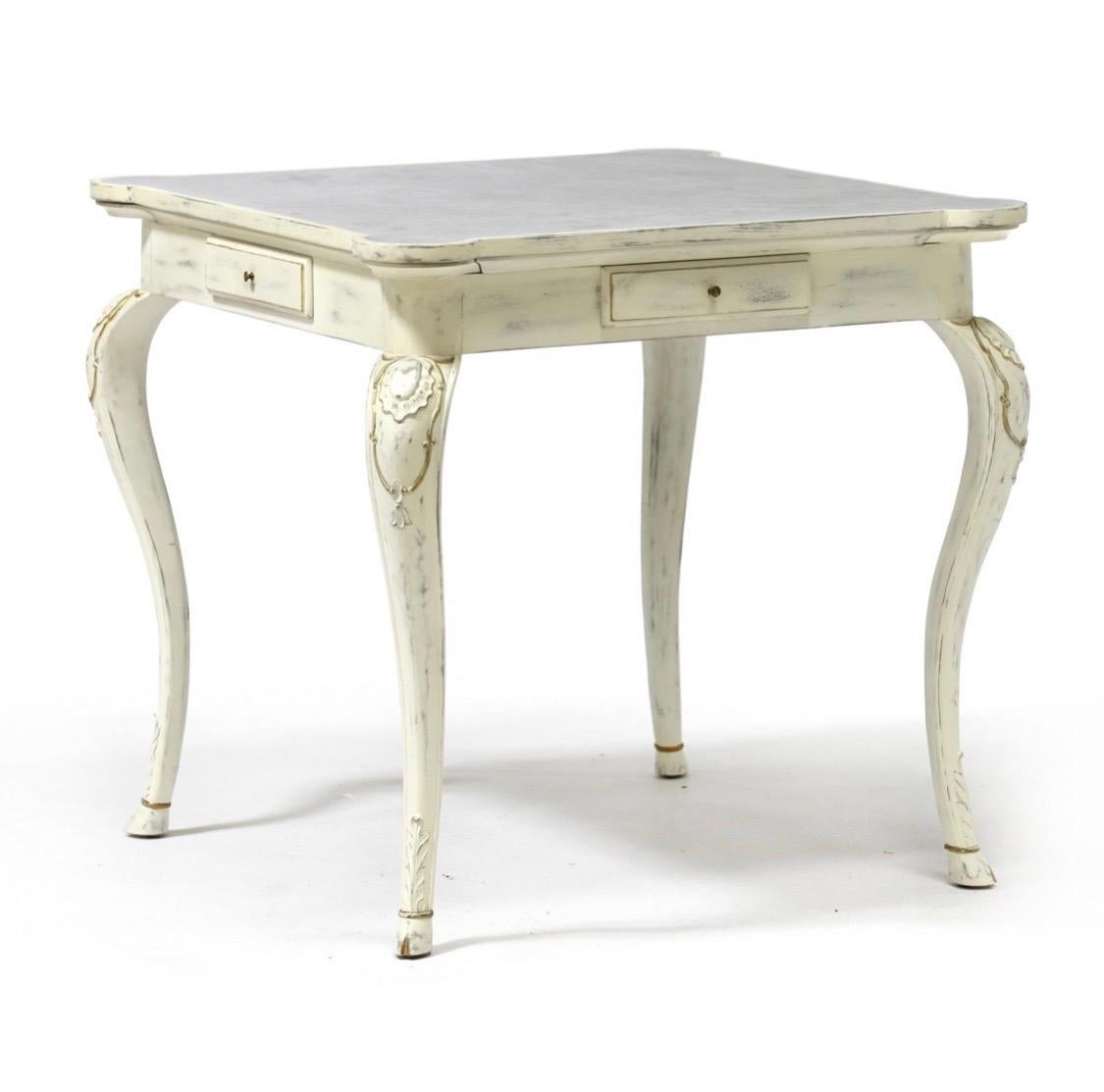 John Richard Game Table Cream Base Hoof Foot Suede Top In Good Condition For Sale In Atlanta, GA