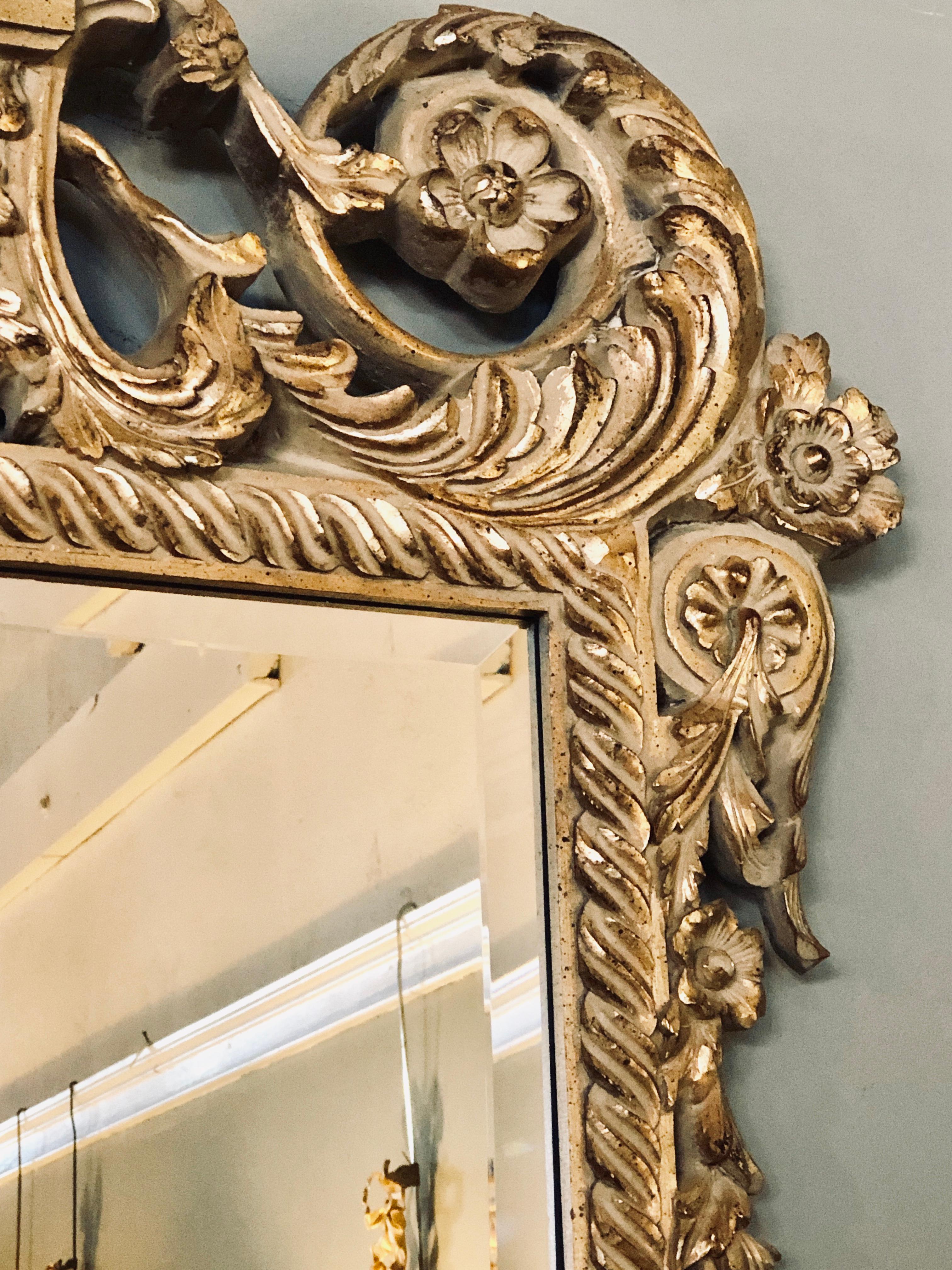 John Richard Giltwood Carved Louis XVI Style Beveled Wall or Console Mirror In Good Condition In Manhasset, NY