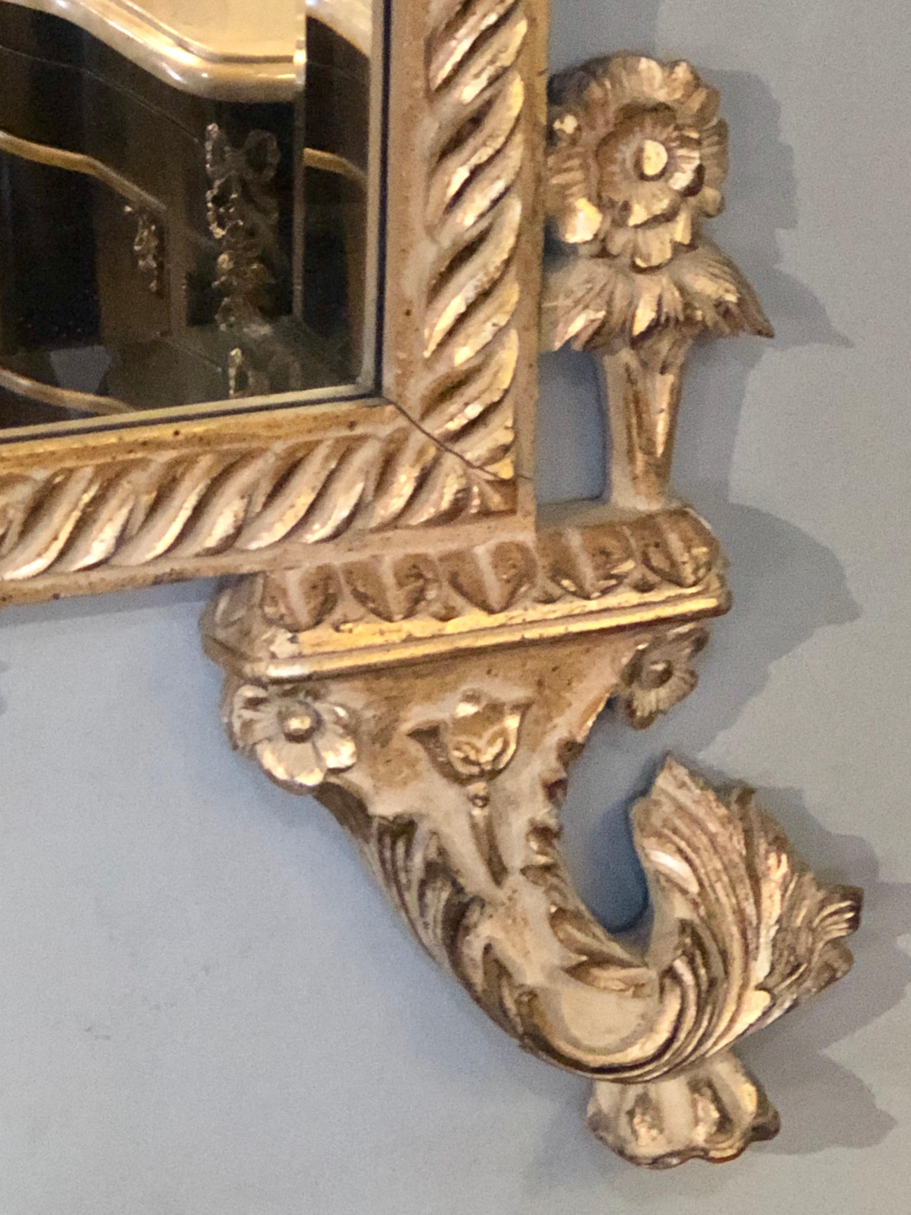 John Richard Giltwood Carved Louis XVI Style Beveled Wall or Console Mirror 1