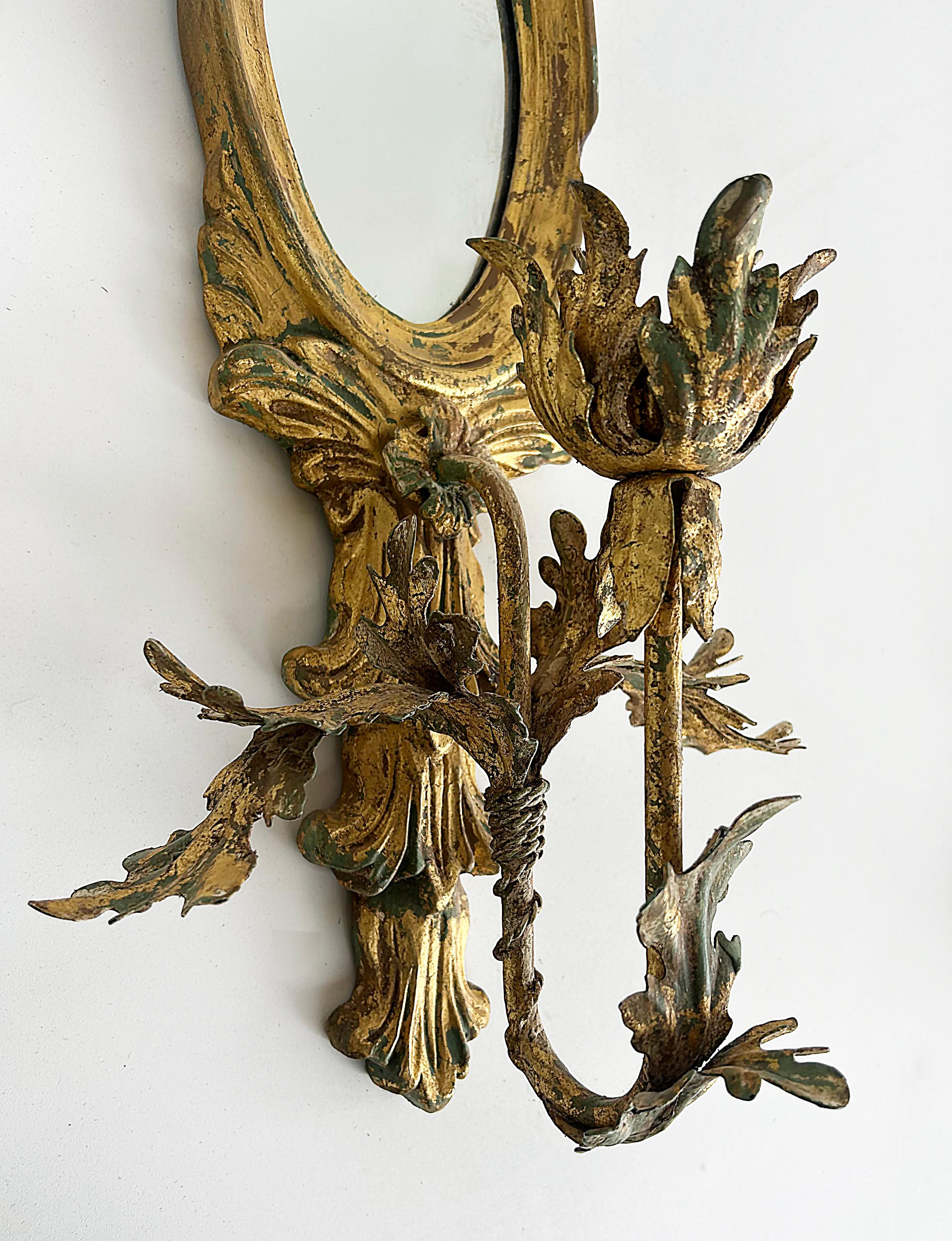 John Richard Giltwood, vergoldetes Metall, verspiegelte Kerzenleuchter, nicht elektrifiziert, Paar im Angebot 4