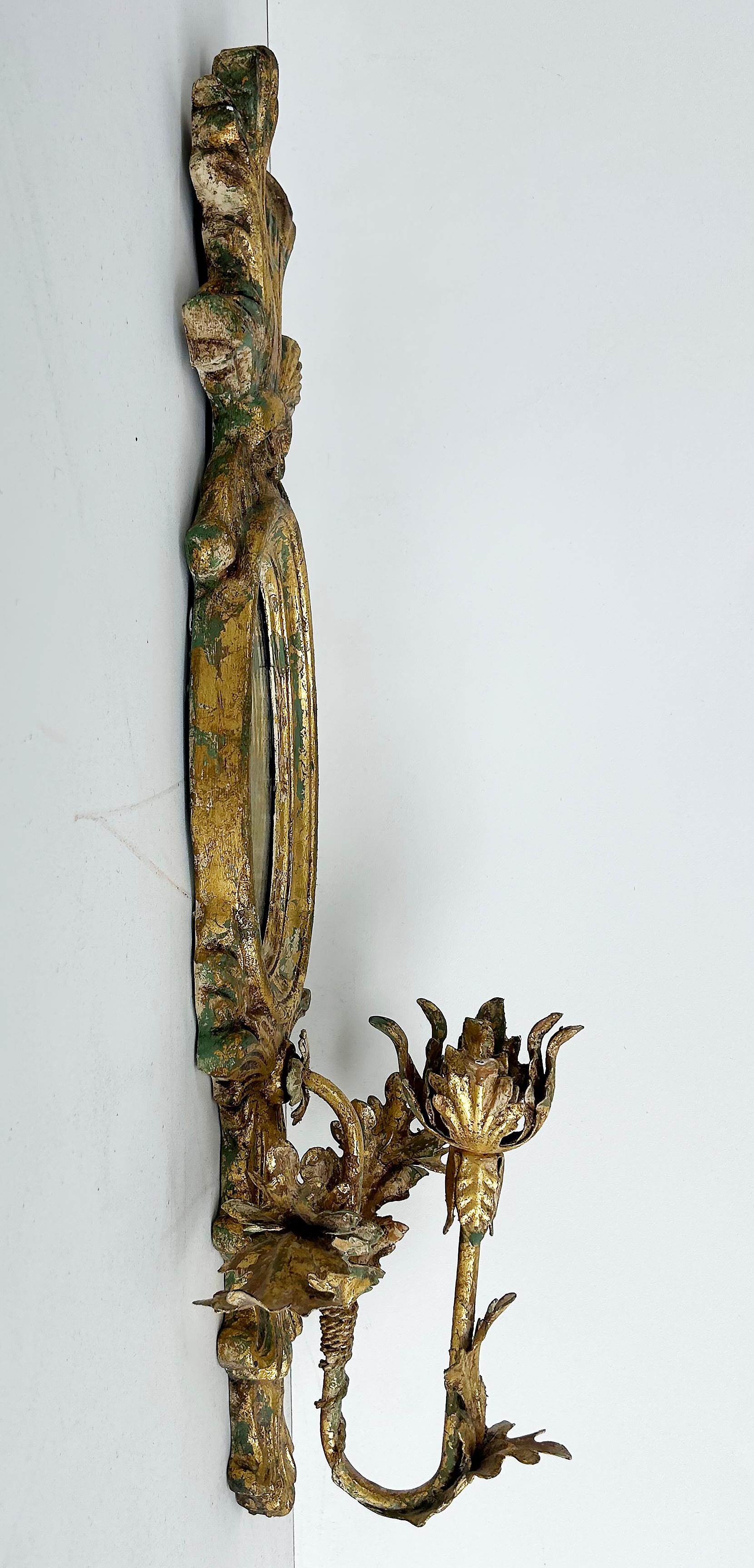 John Richard Giltwood, vergoldetes Metall, verspiegelte Kerzenleuchter, nicht elektrifiziert, Paar im Angebot 6