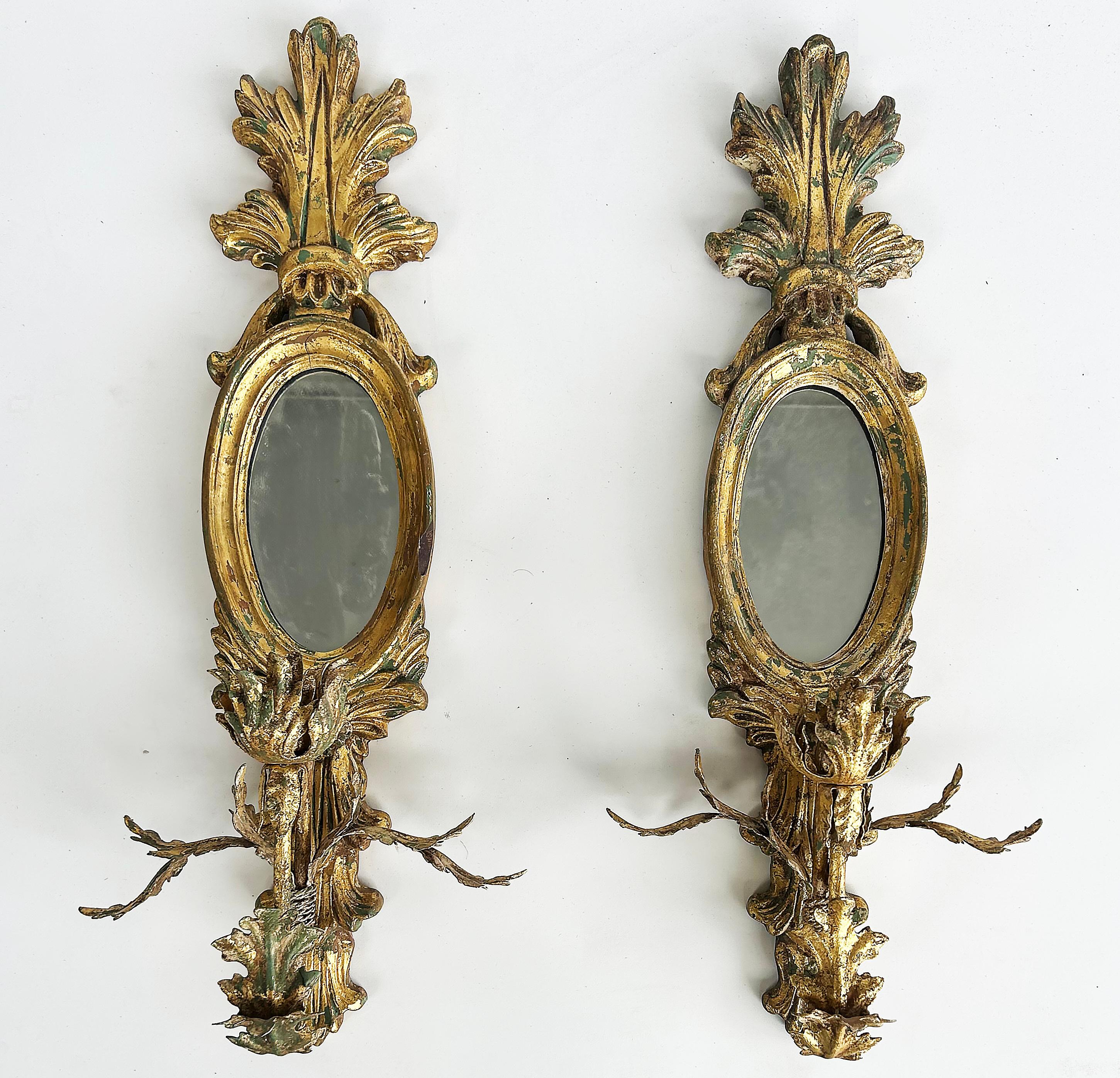 John Richard Giltwood, vergoldetes Metall, verspiegelte Kerzenleuchter, nicht elektrifiziert, Paar im Angebot 7