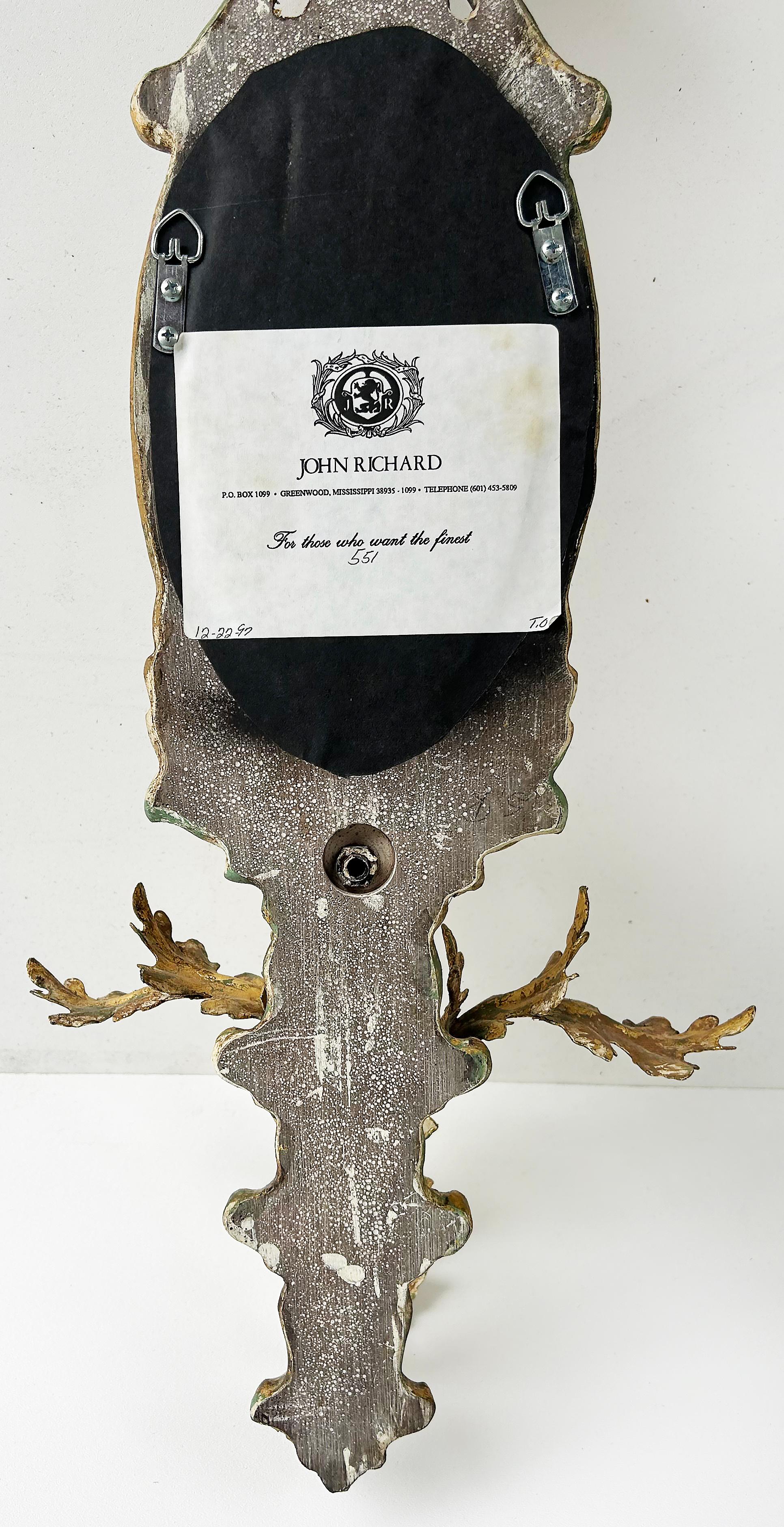 John Richard Giltwood, vergoldetes Metall, verspiegelte Kerzenleuchter, nicht elektrifiziert, Paar im Angebot 9