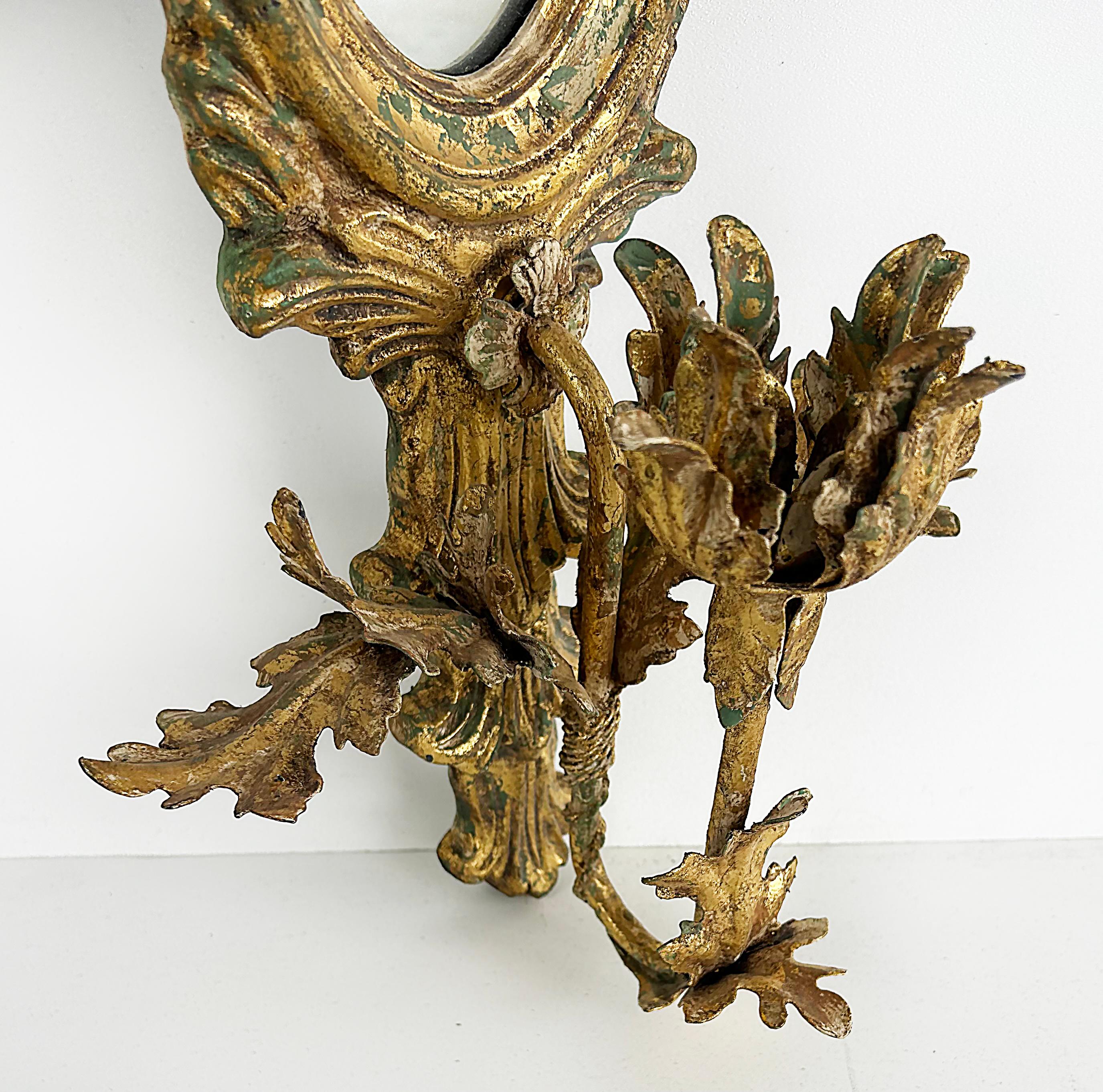 John Richard Giltwood, vergoldetes Metall, verspiegelte Kerzenleuchter, nicht elektrifiziert, Paar im Angebot 3