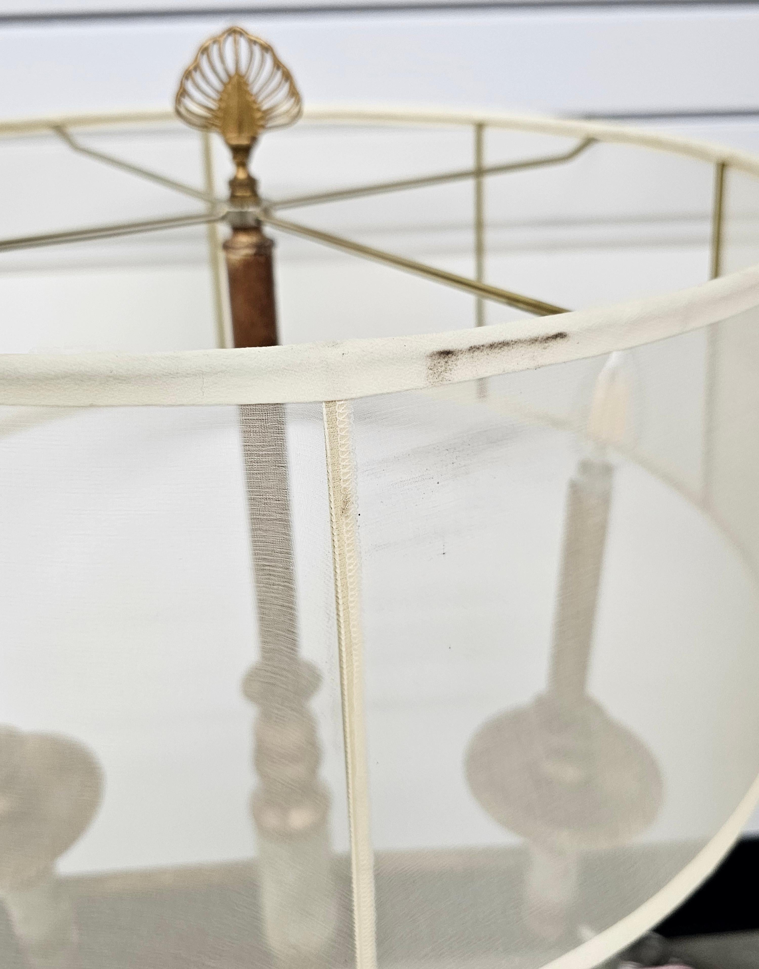 20th Century John Richard Metal Silver and Gold Painted Two Light Candelabra Table Lamp For Sale