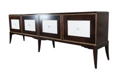 John Richard Monumental Italian Art Deco Walnut Sideboard Credenza Cabinet 120"