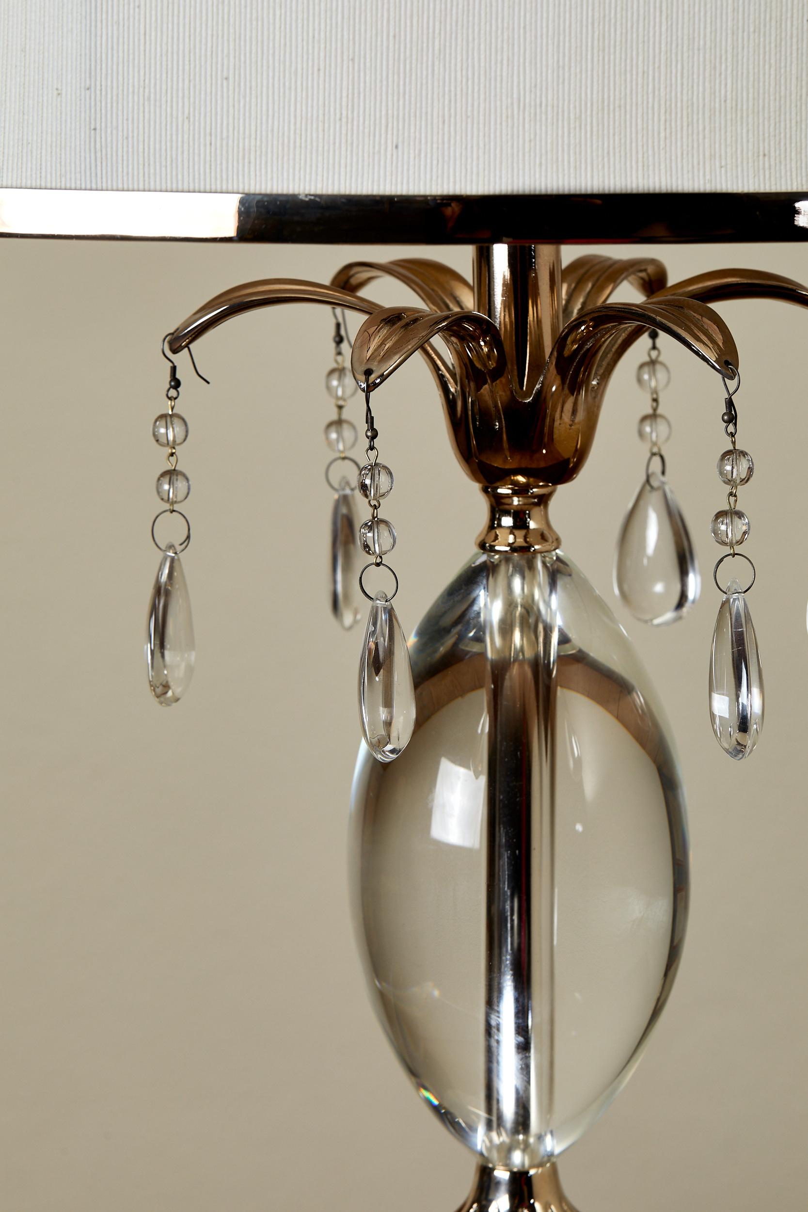 Brass John Richard, pair of lamps with altuglass and silvered brass pendants. For Sale