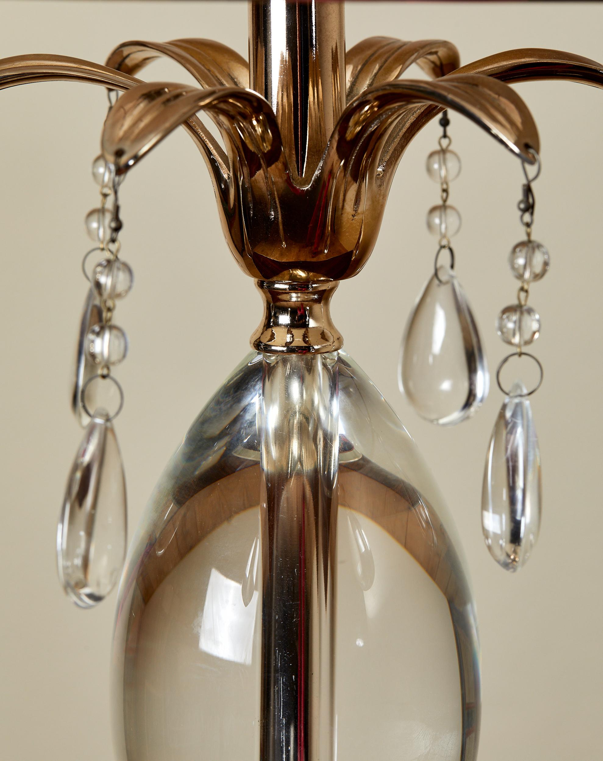 John Richard, pair of lamps with altuglass and silvered brass pendants. For Sale 1