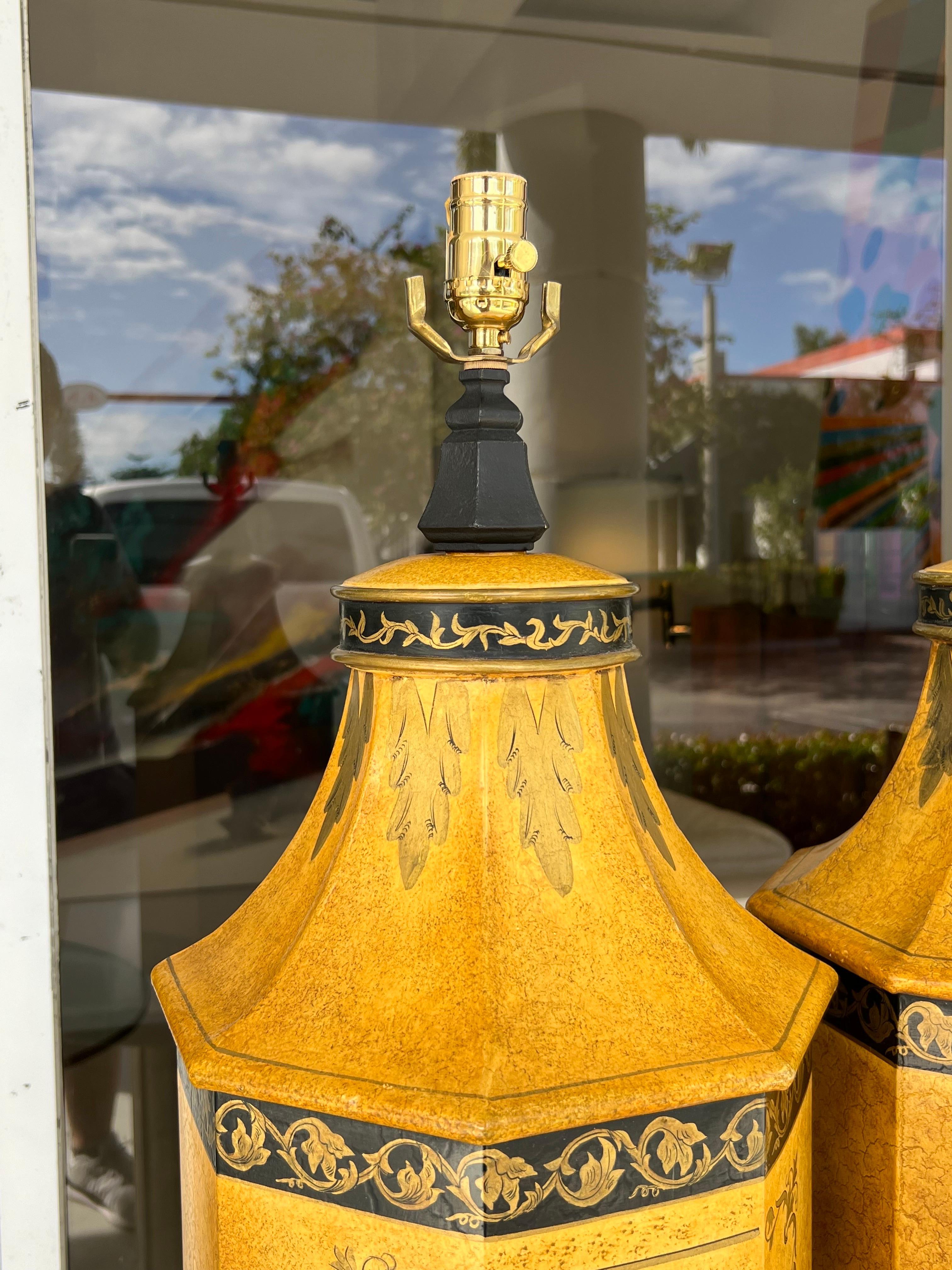 John Richard Pair of Large Tole Table Lamps 1