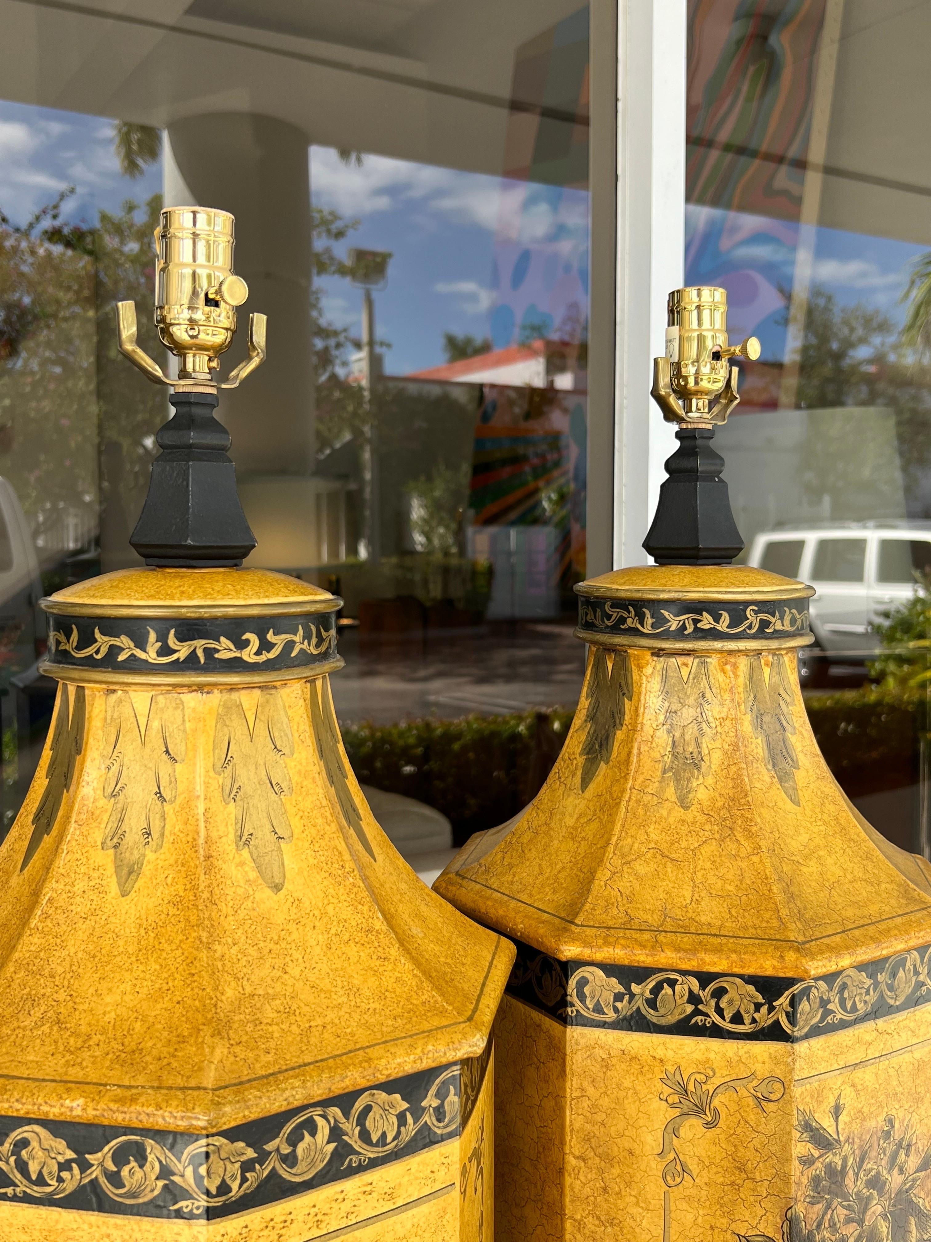 John Richard Pair of Large Tole Table Lamps 2