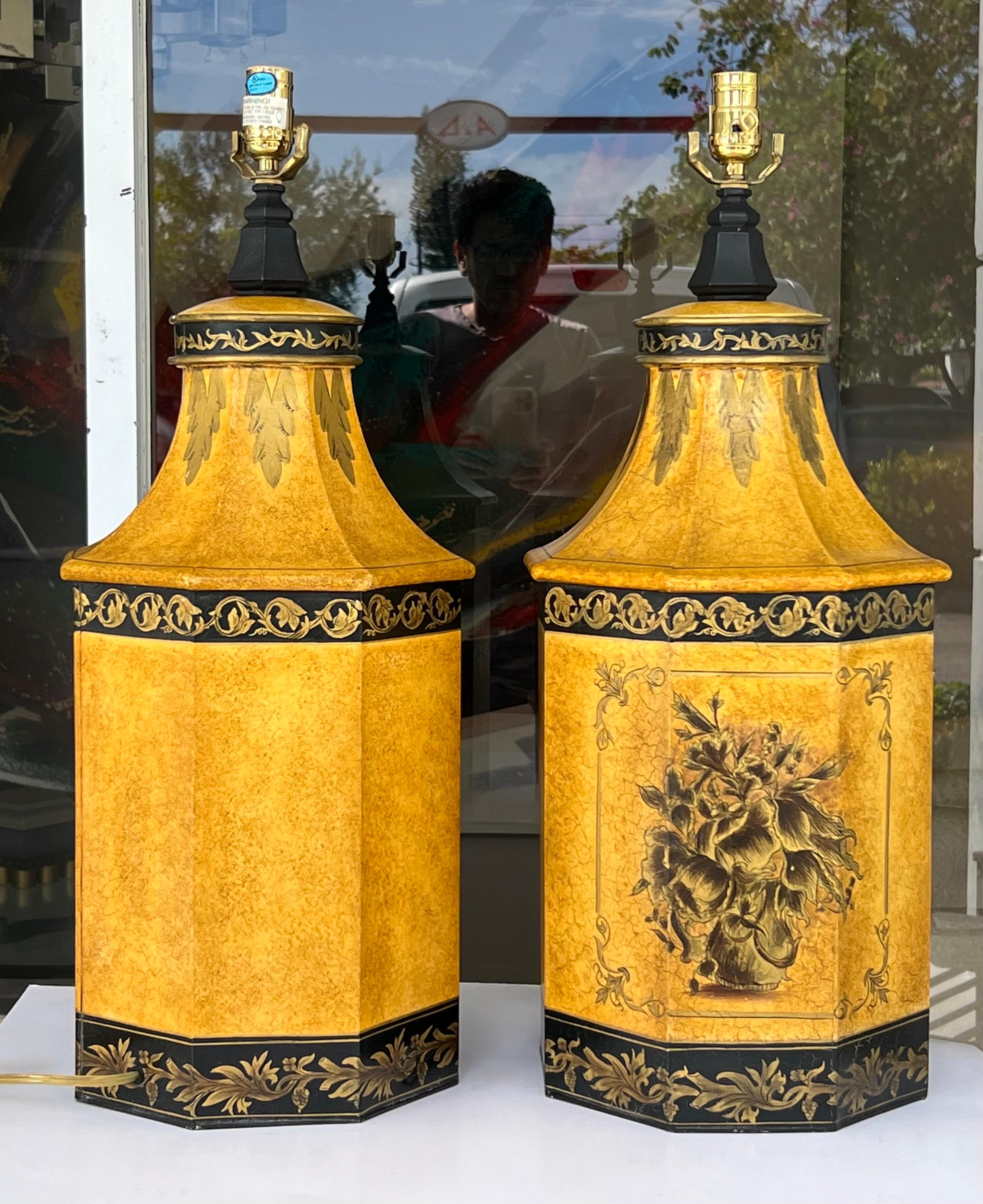 John Richard Pair of Large Tole Table Lamps 3