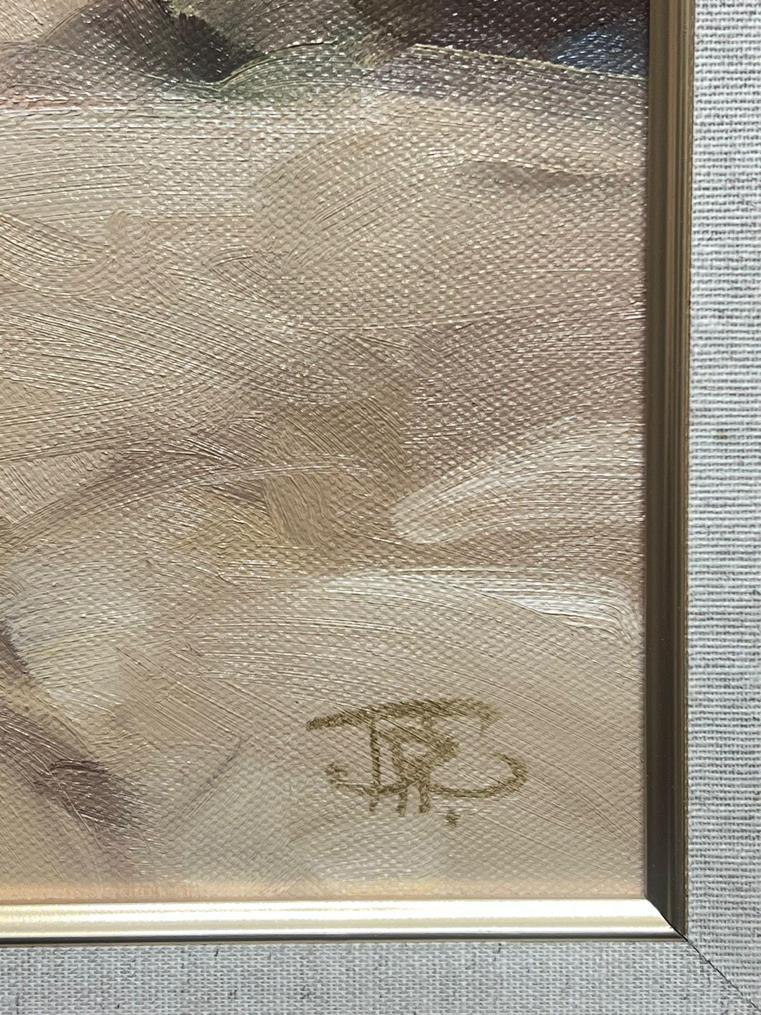 Peinture à l'huile impressionniste britannique du 20e siècle, représentant des enfants jouant sur une plage de sable en vente 1