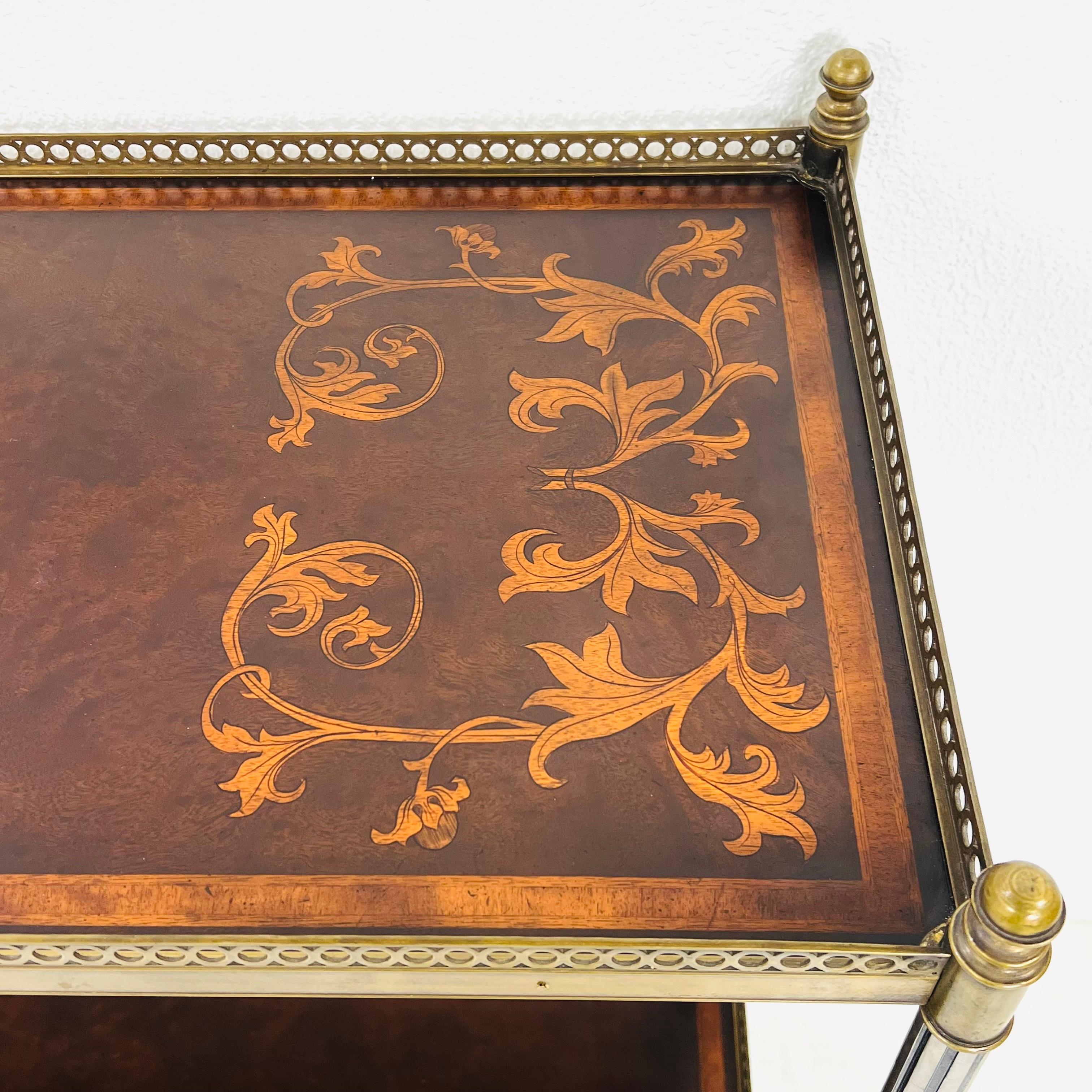 Brass John Richard Two-Tiered Inlaid Console Table For Sale