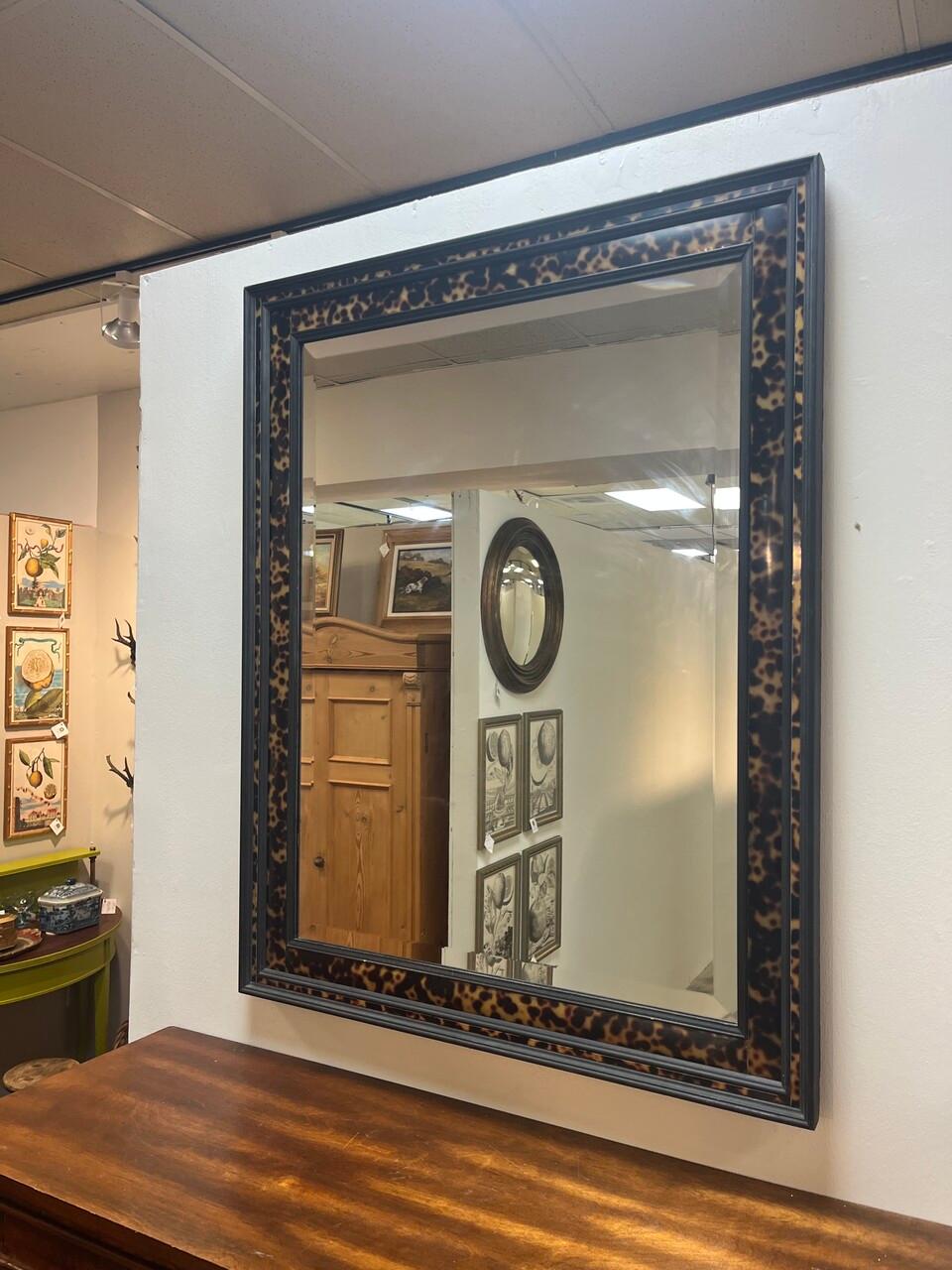 Post-Modern John Richard Faux Tortoise Beveled Mirror For Sale