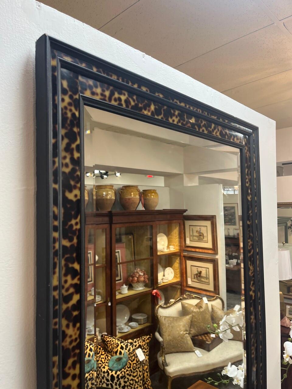 American John Richard Faux Tortoise Beveled Mirror For Sale