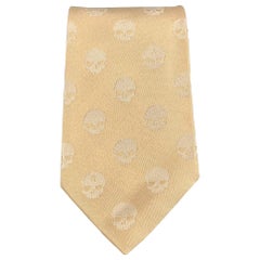 JOHN RICHMOND Beige Seidenkrawatte mit Totenkopf