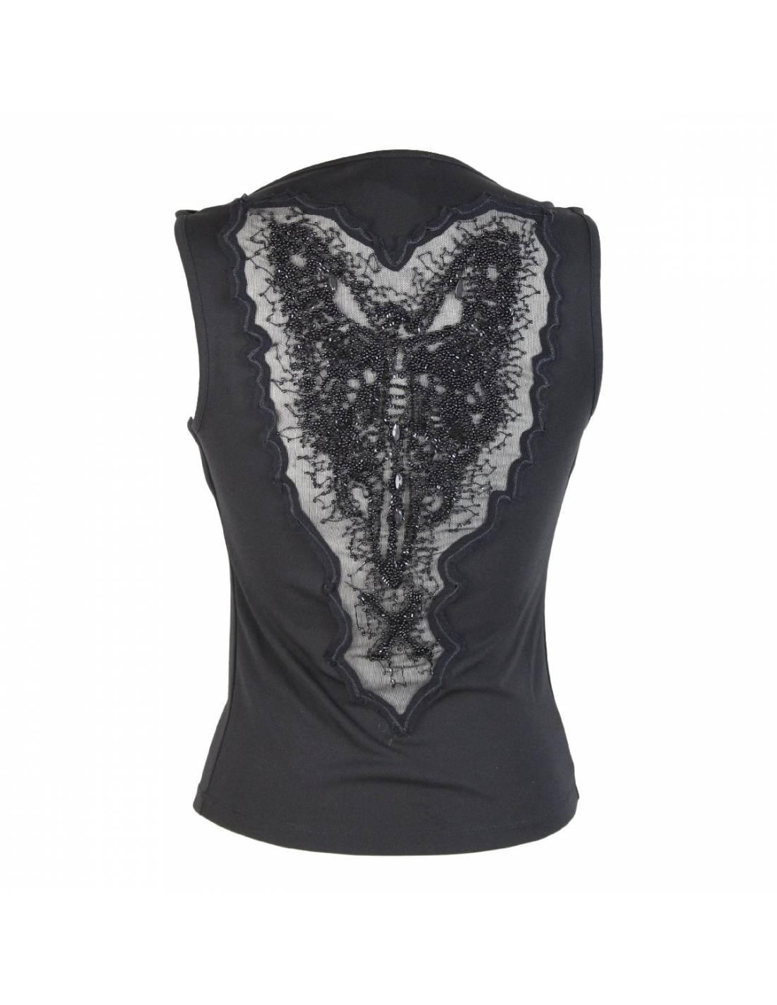 John Richmond black top, worked with beads all over the shoulder, design depicting a butterfly, the collar is soft on the chest, stretch model, in very good condition.

SIZE 40 IT 6 US 8 UK

Shoulders: 40 cm
Length: 54 cm
Bust / Chest: 45 cm