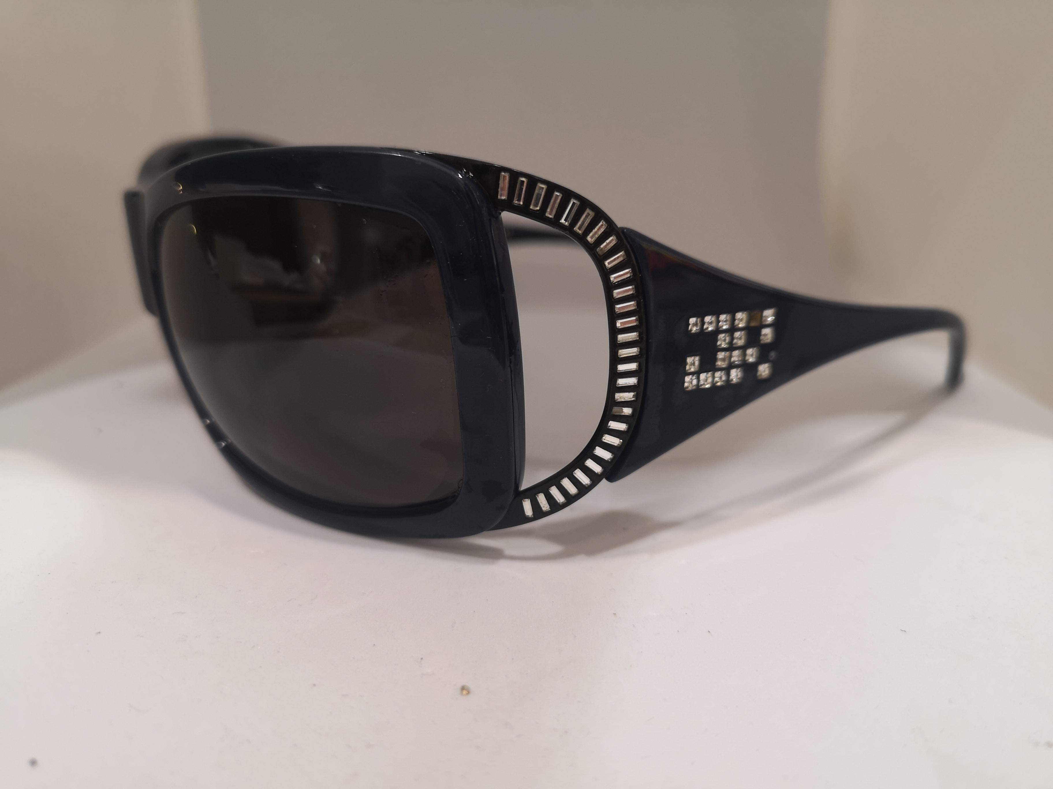 Black John Richmond blue swarovski stones sunglasses For Sale