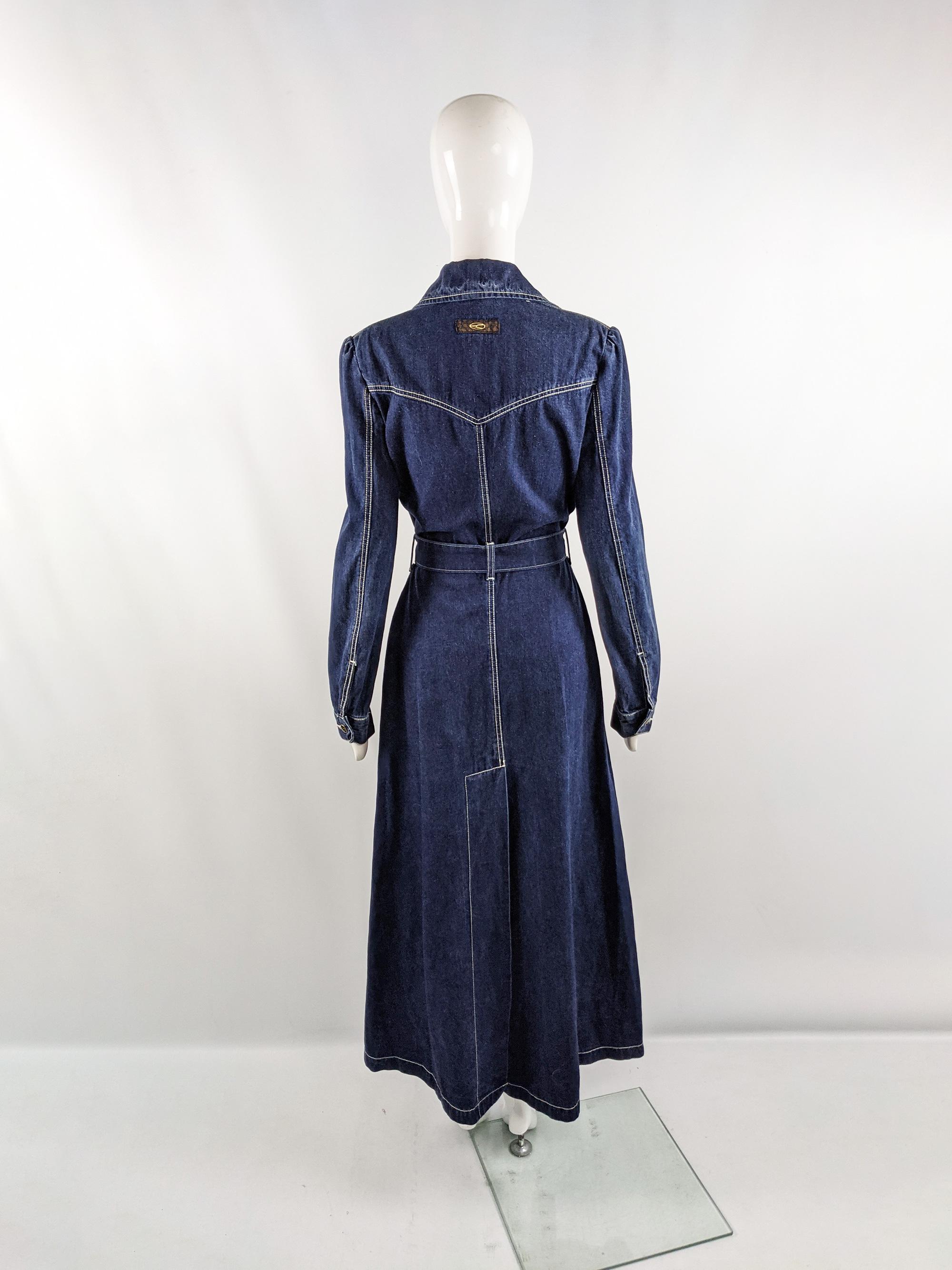 John Richmond Destroy 90s Vintage Belted Denim Maxi Coat Dress, 1990s 3