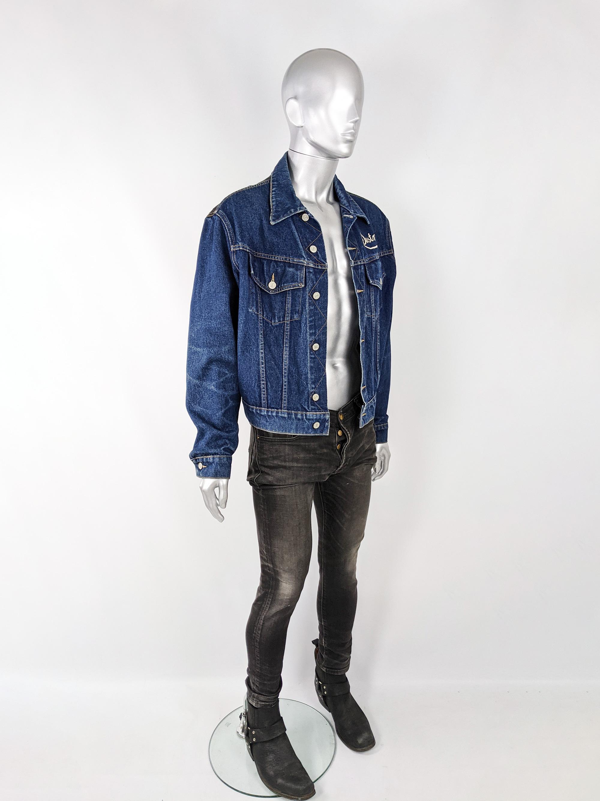 John Richmond Destroy Denim & Faux Leather Mens Vintage Jacket In Good Condition For Sale In Doncaster, South Yorkshire