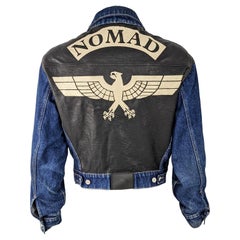 John Richmond Destroy Denim & Faux Leather Mens Vintage Jacket