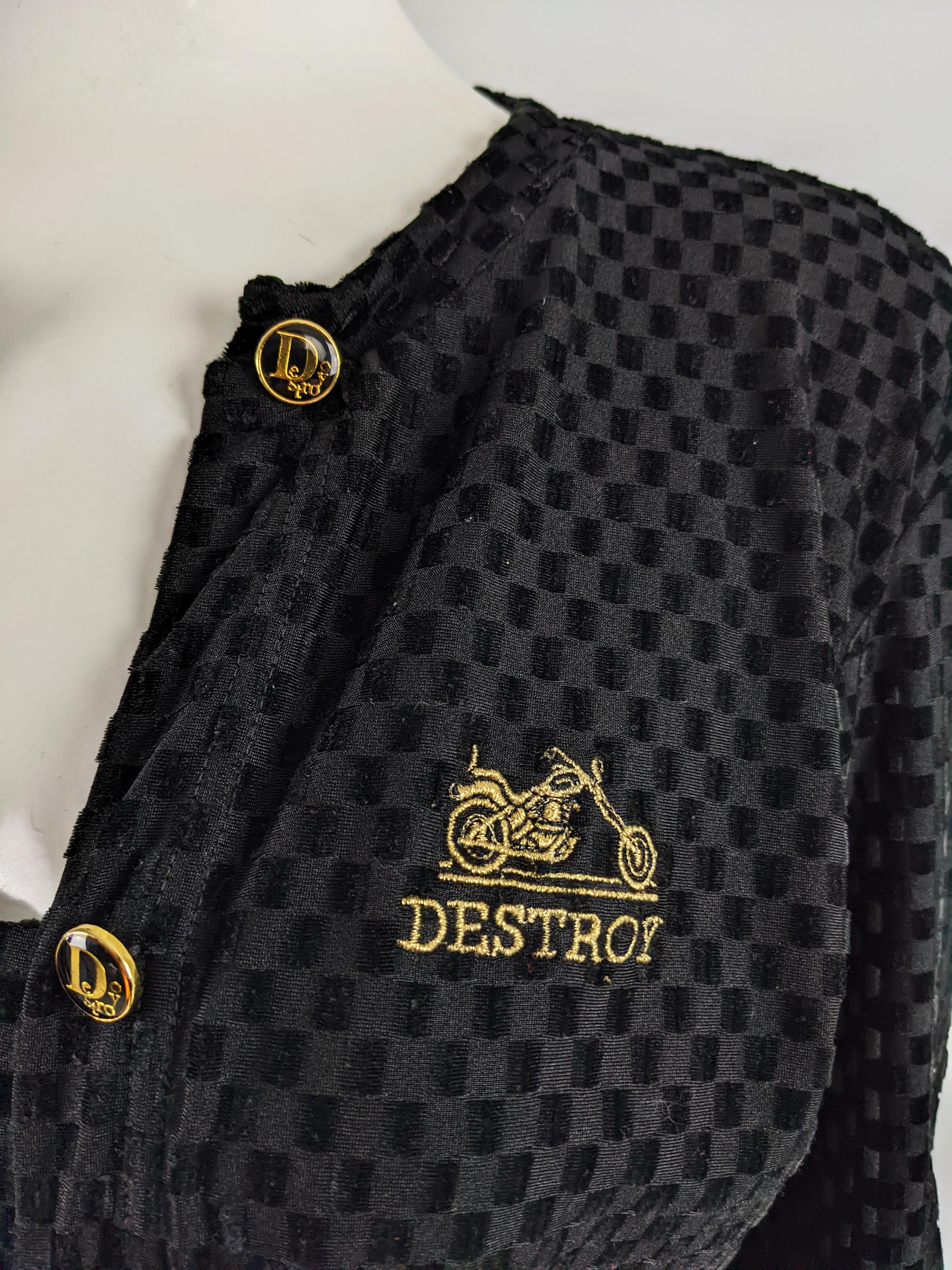 John Richmond zerstören Vintage 1990er Jahre Womens 2 in 1 Schwarz Samt Strickjacke Jacke im Zustand „Hervorragend“ im Angebot in Doncaster, South Yorkshire