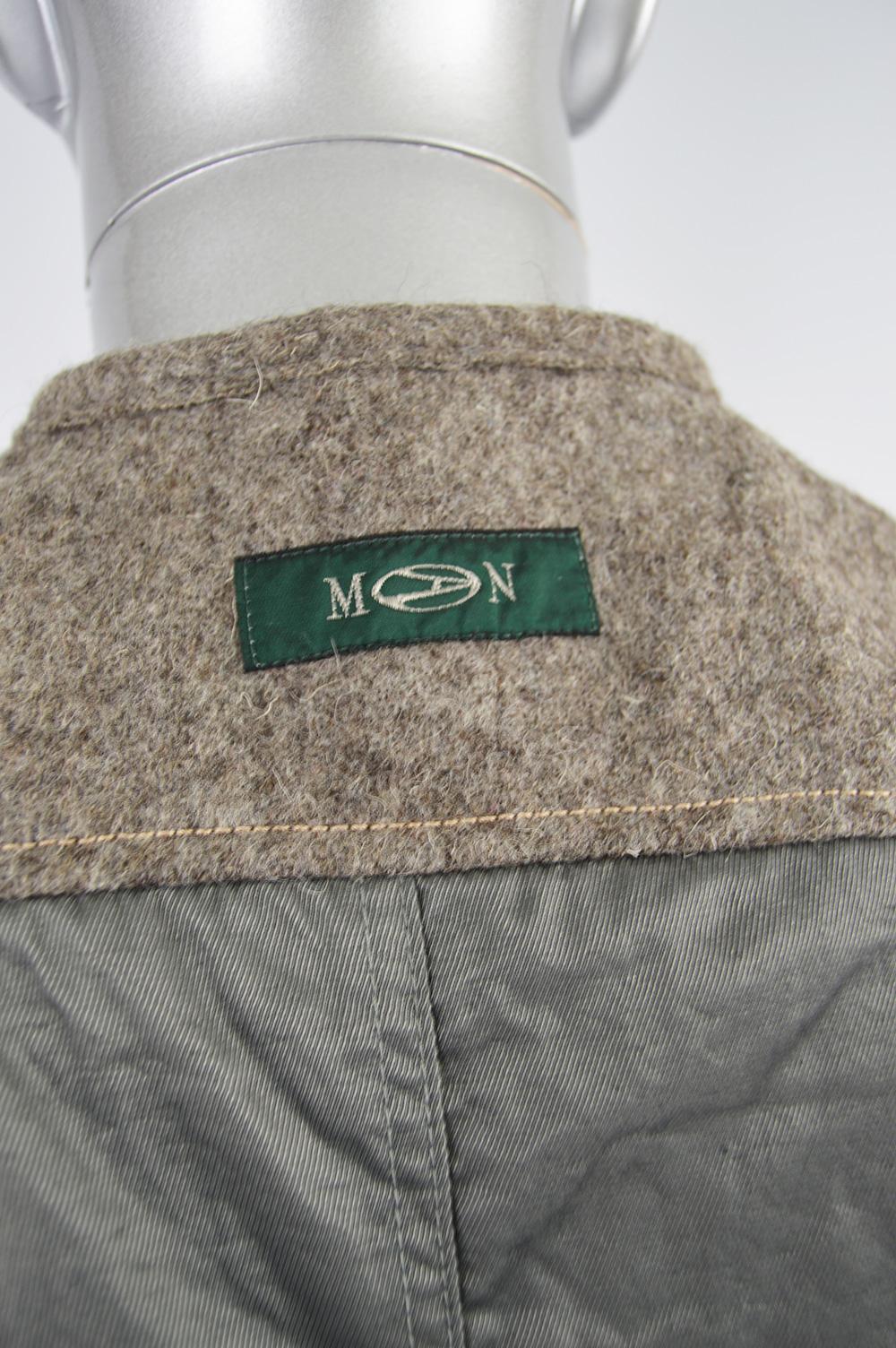 John Richmond Destroy Vintage Men's Brown Wool Tweed & Grey Satin Gilet Jacket 3